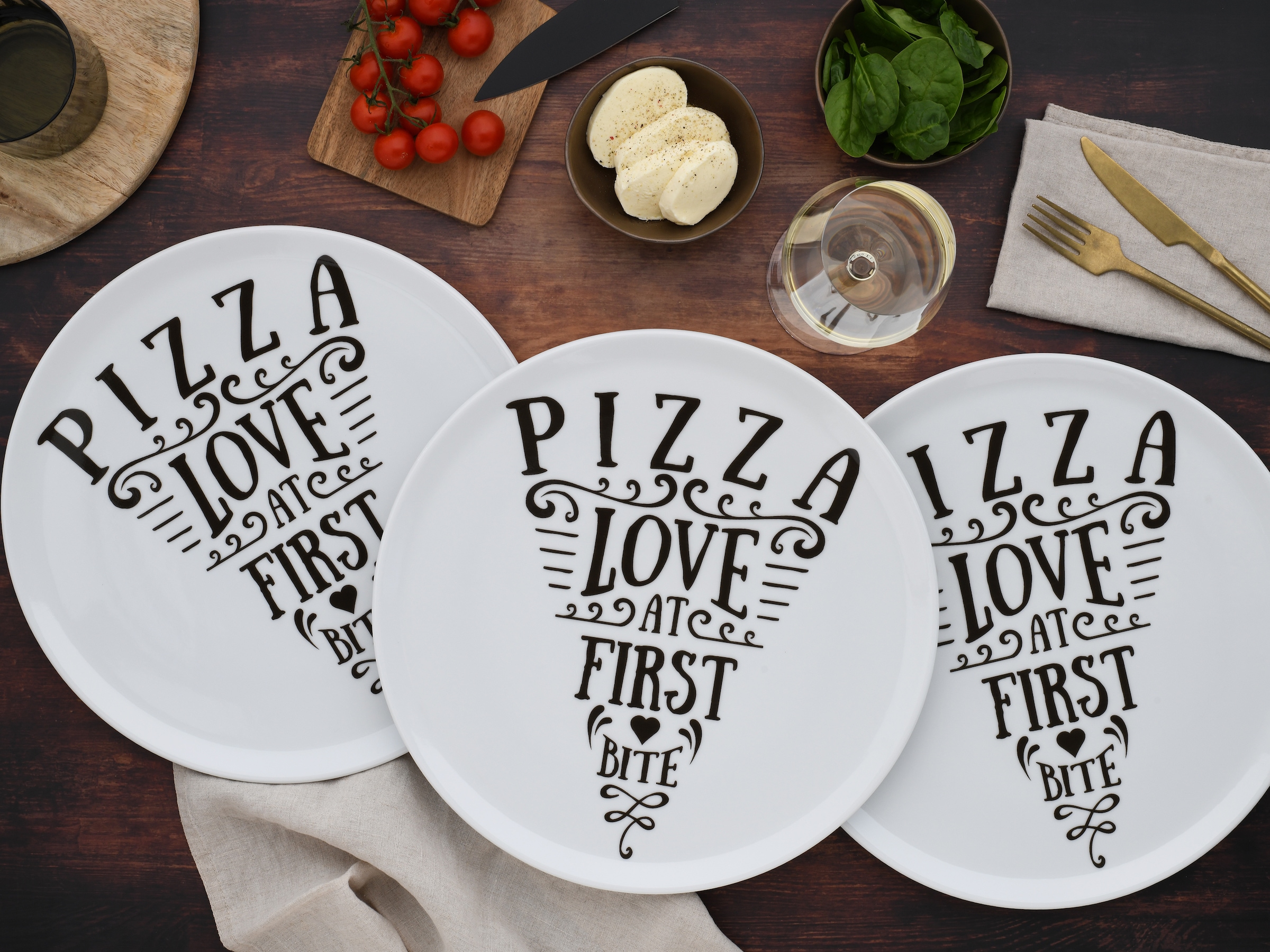 CreaTable Pizzateller »Europa In Love, Pizzateller 33 cm 6-tlg« Teller Set, Europäische Qualität