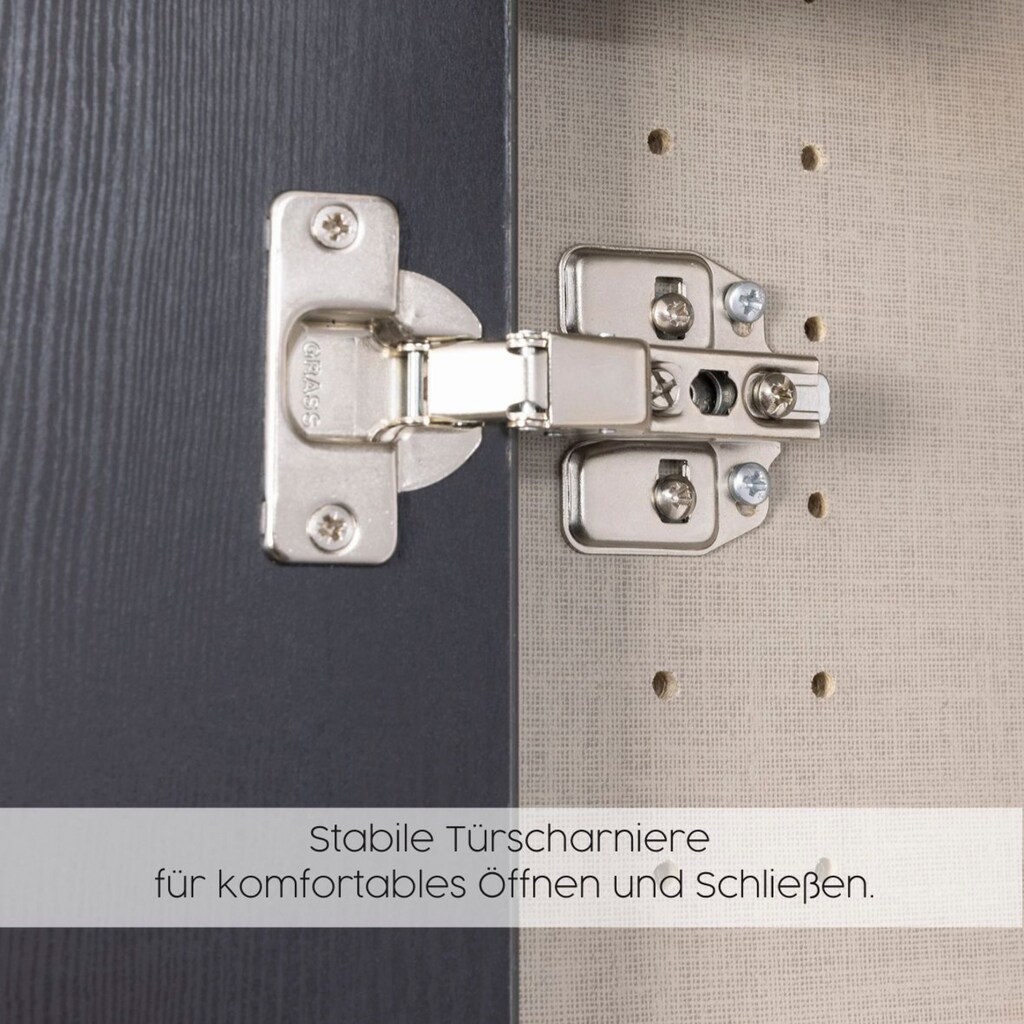 rauch Drehtürenschrank »Voyager«, mit modernen Griffen in Graumetallic, inkl. Außenschubkästen