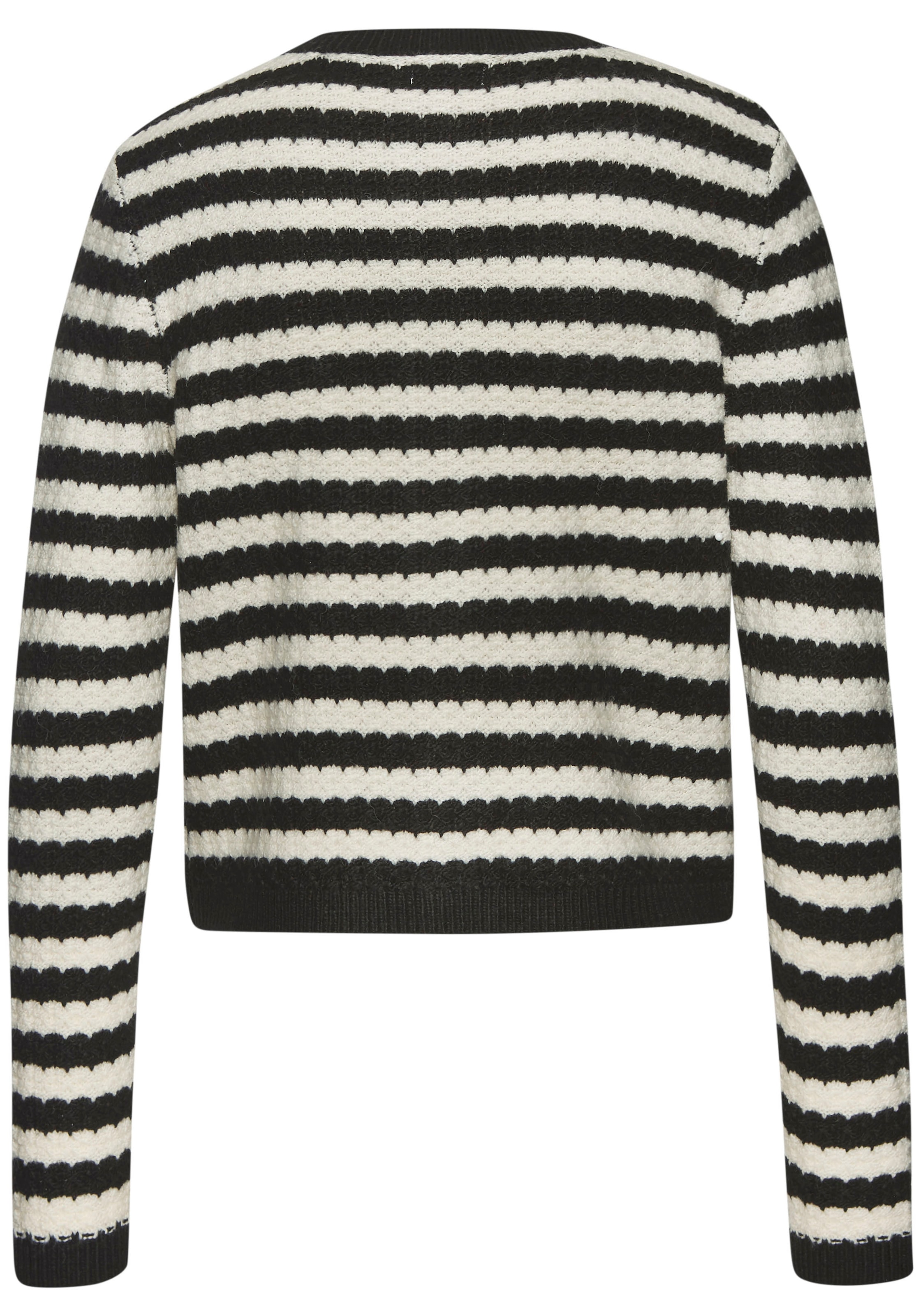 LASCANA Strickjacke mit Streifenmuster, Kontrastbündchen, markante Knopfleiste