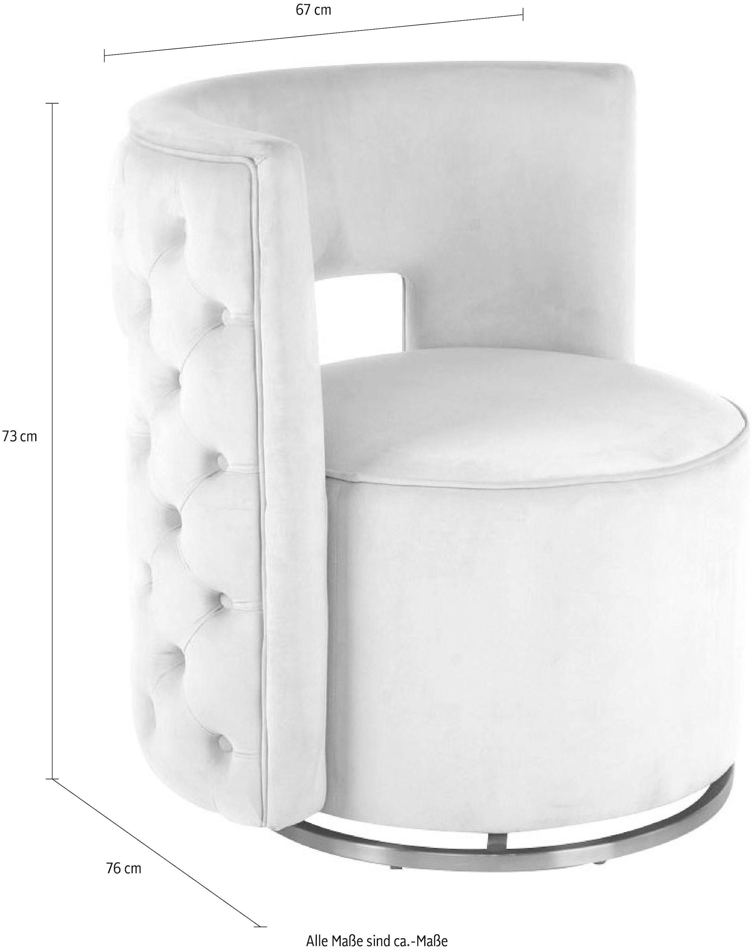 Kayoom Sessel »Drehsessel Beverly 125, drehbar, Gestell aus Eisen,samtige Oberfläch« 1 Stk. tlg. rund, glamourös,  gesteppter Rücken, abgerundete,Drehsessel