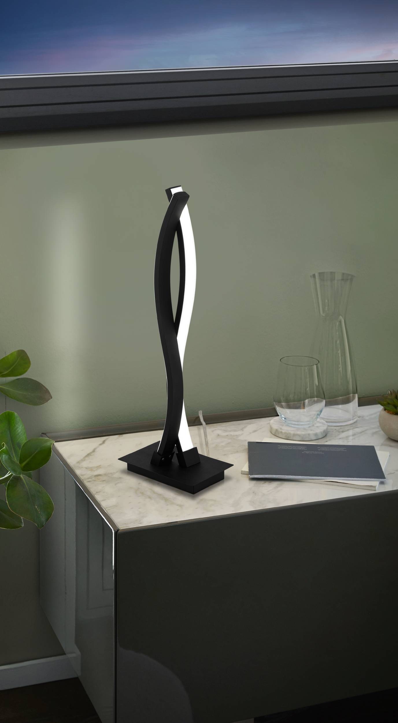 EGLO Tischleuchte »Lasana 3 Tischlampe, Wohnzimmerlampe, Stahl, Aluminum und Kunststoff« LED-Modul 1 Stk. Warmweiß Tischleuchte - L16 x B10 x H46 cm - schwarz - 11,5W inkl.