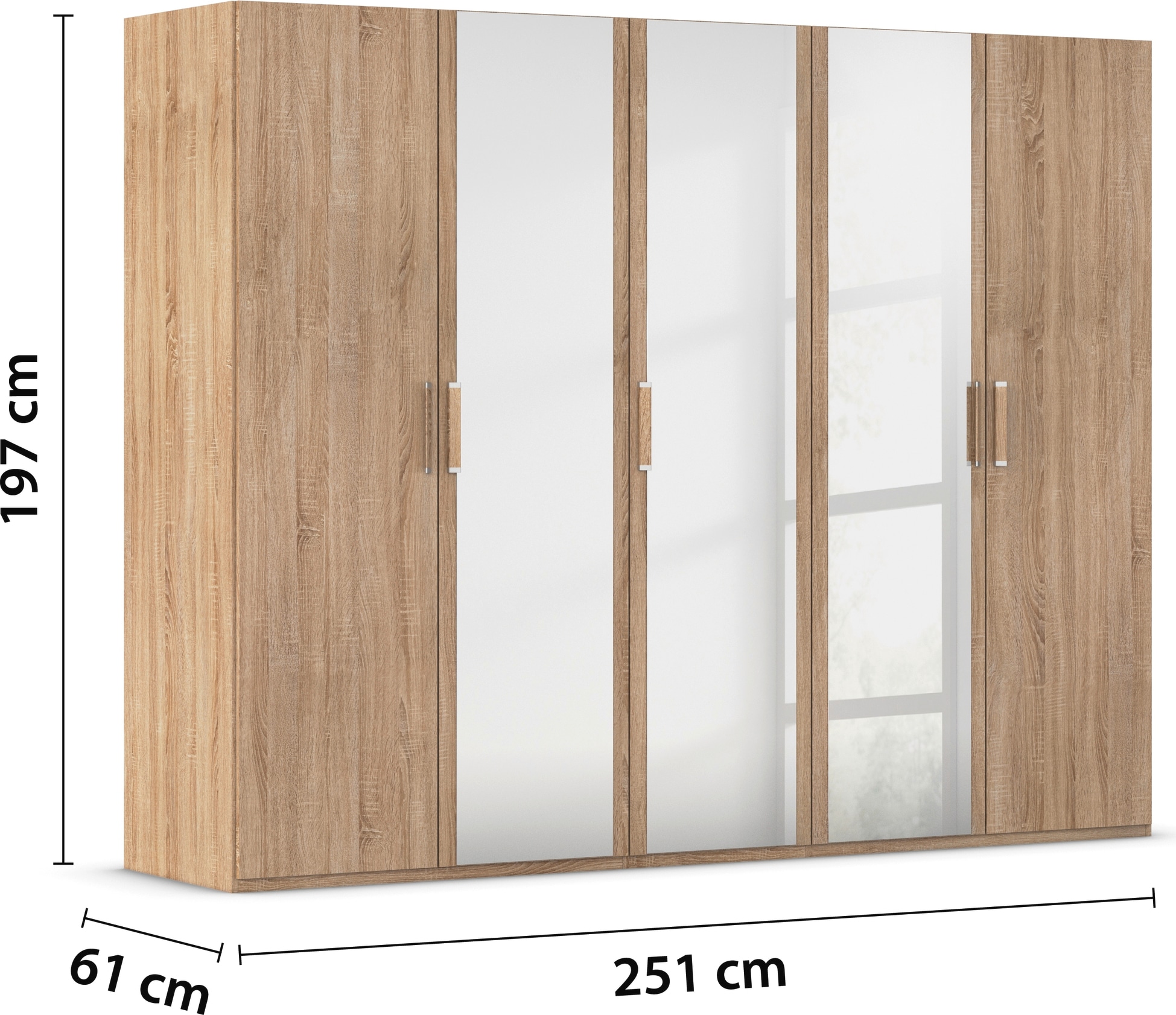 rauch Drehtürenschrank »Kleiderschrank Schrank Garderobe Schlafzimmerschrank EVELYN«, (in 2 Höhen 197 oder 210 cm erhältlich), in elegantem Stil, viel Stauraum 3 Breiten und 2 Höhen MADE IN GERMANY
