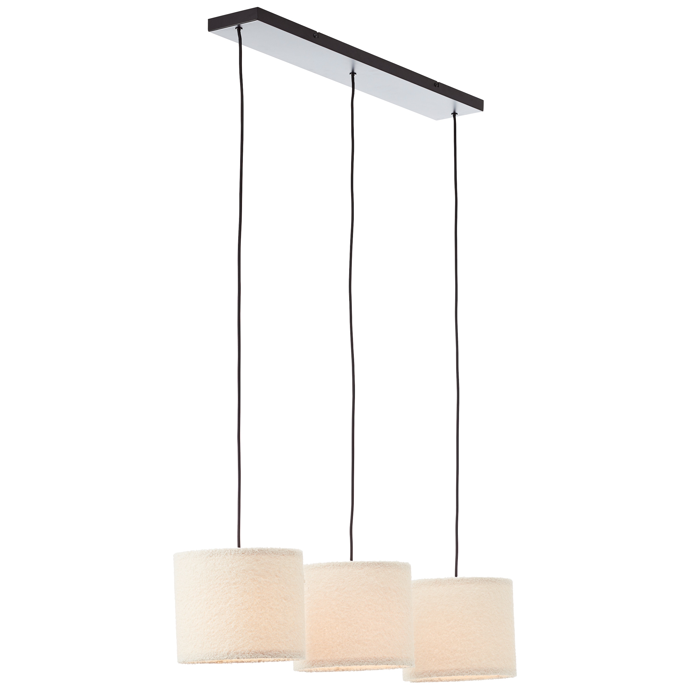 Brilliant Pendelleuchte »Teddy«, 3 flammig, Leuchtmittel E27 | ohne Leuchtmittel, flauschiger Teddystoff, 150 x 94 x 23 cm, E27, kürzbar, Textil, beige
