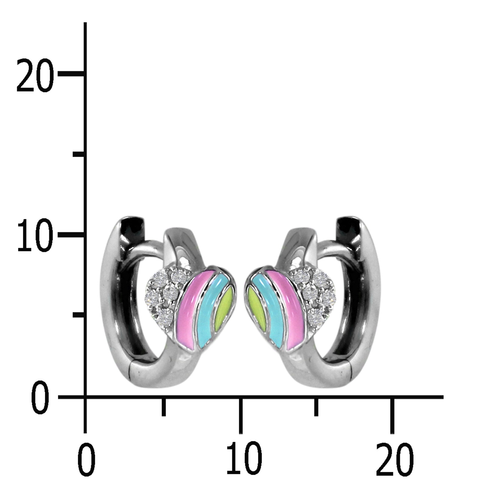 OSTSEE-SCHMUCK Klappcreolen »- buntes Herz 6 mm - Silber 925/000 - Zirkonia«