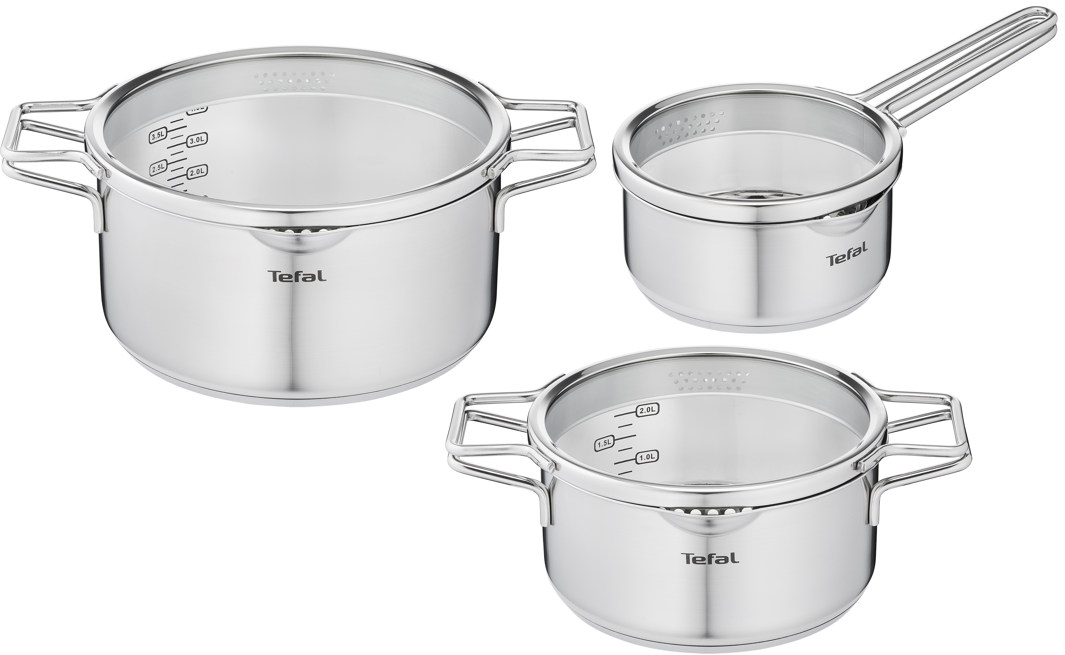 Tefal Topf-Set "Jamie Oliver Ingenio G6, Topfset Induktion mit Pfannen" Set, Bratpfanne 28 cm, Kasserollen 16/20 cm, Schmorpfanne 24 cm, 3 Deckel, 6