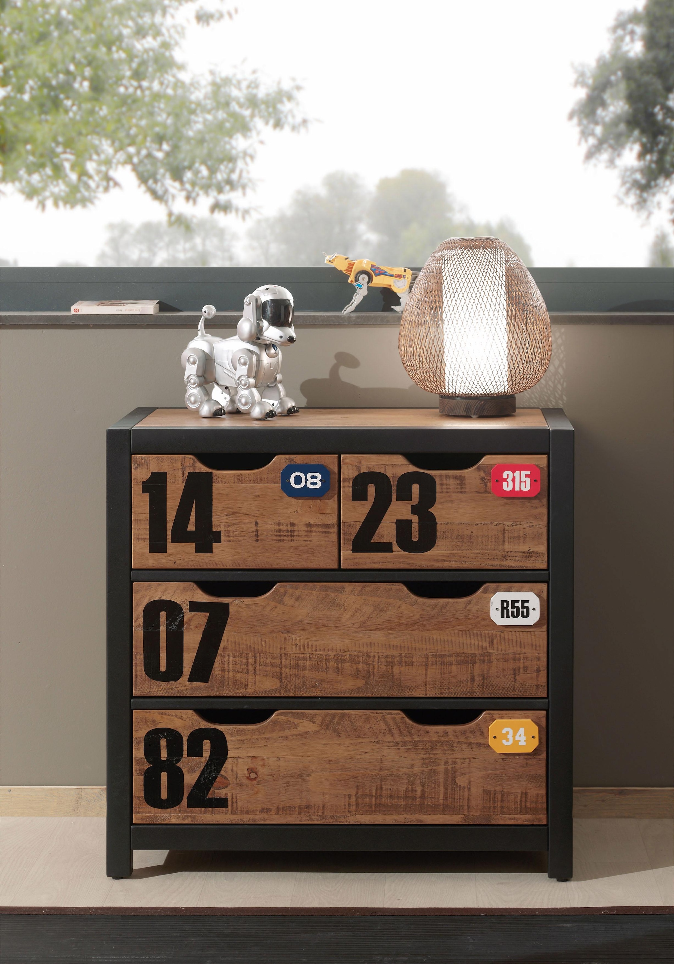 Commode 3 Tiroirs "Alex" 83cm Marron & Noir