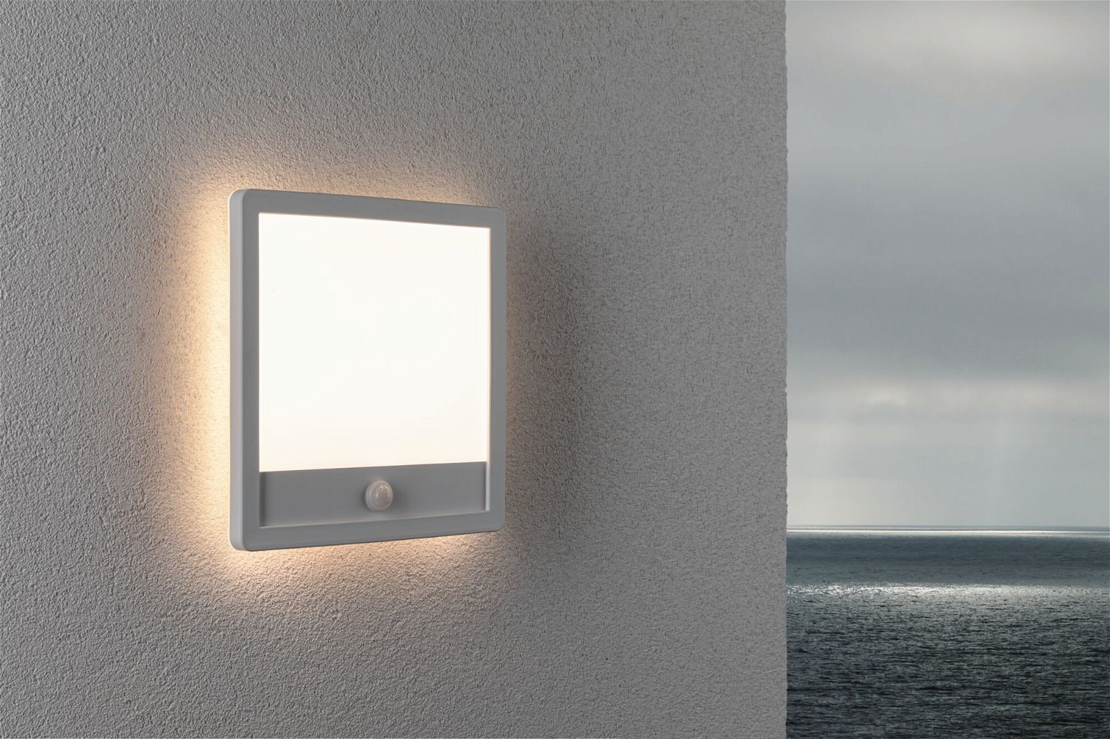 Paulmann LED Außen-Wandleuchte »Außenpanel Lamina 250x47mm 3000K 14,5W 950lm 230V Kunststoff« 1 Stk. Warmweiß Backlight Bewegungsmelder seewasserresistent IP44 3000 K, eckig