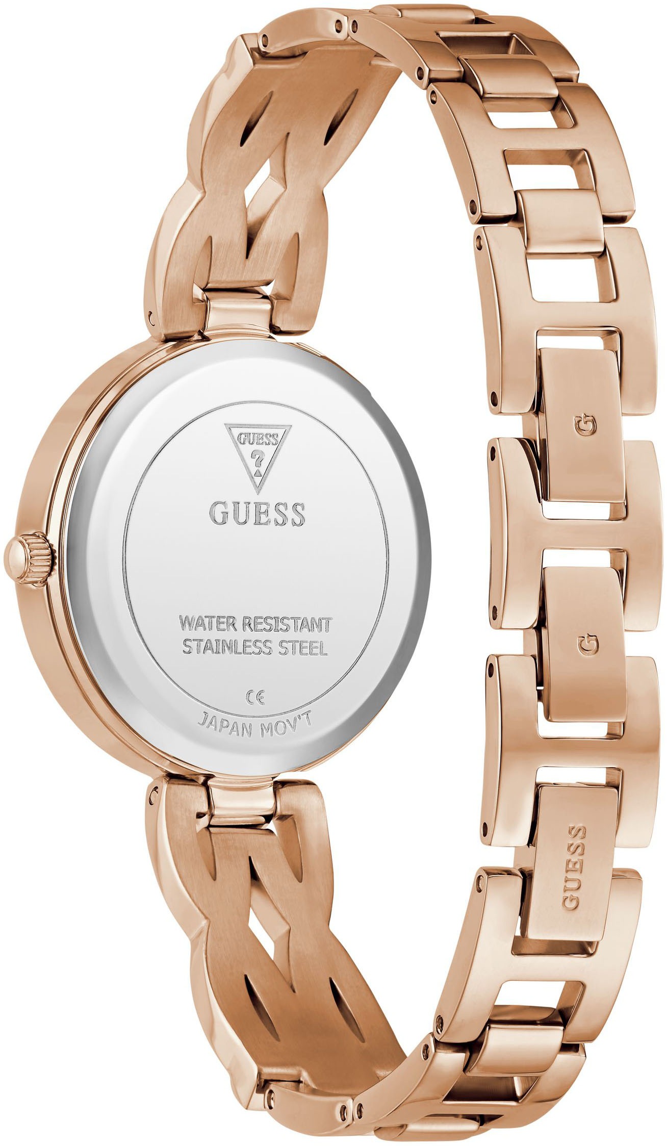 Guess Quarzuhr »CORAL« Armbanduhr, Damenuhr, Edelstahlarmband