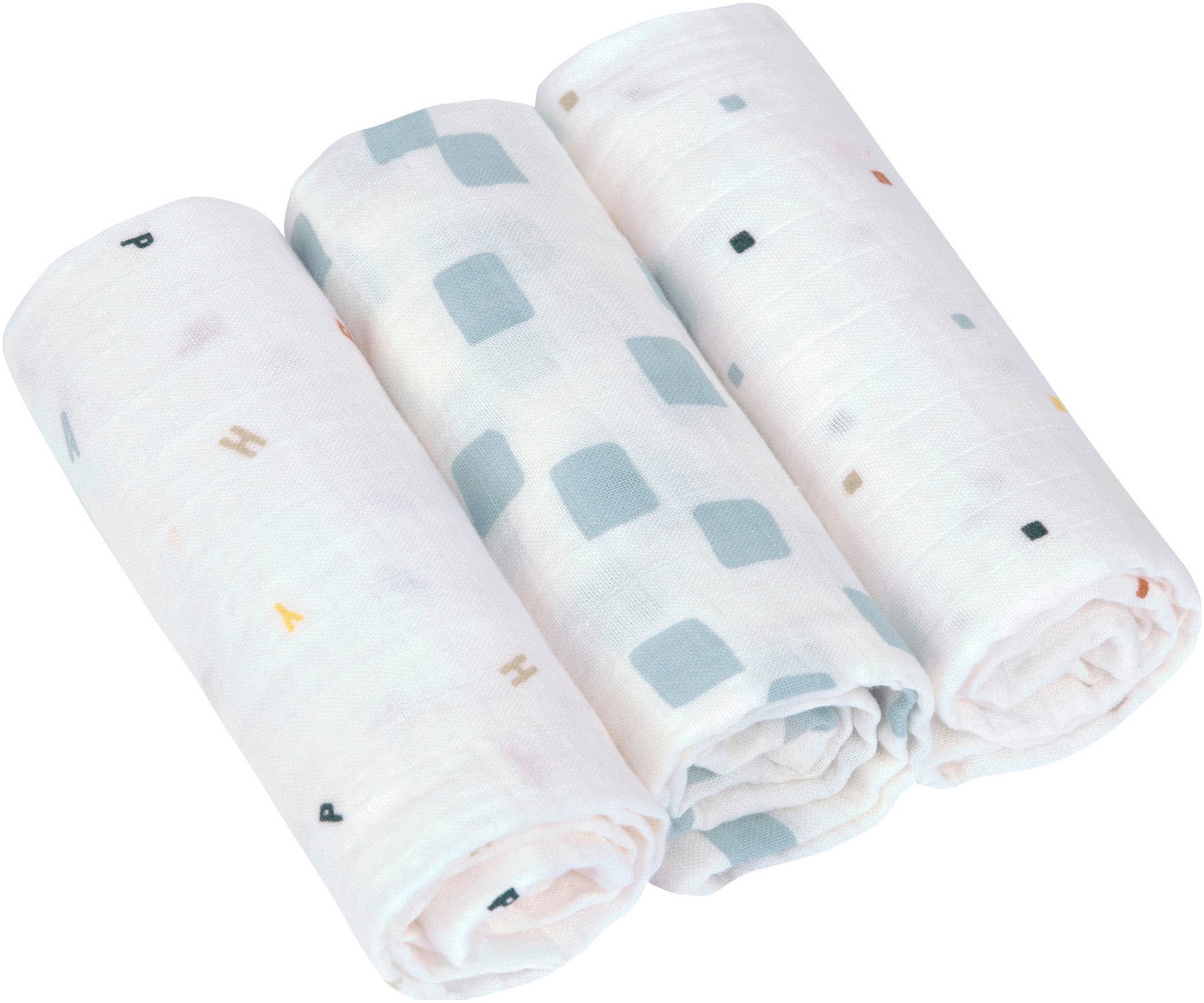 LÄSSIG Stoffwindeln »Mullwindeln, M, Happy Fruits, blue« GOTS made with organic materials, zertifiziert durch BCS 27262