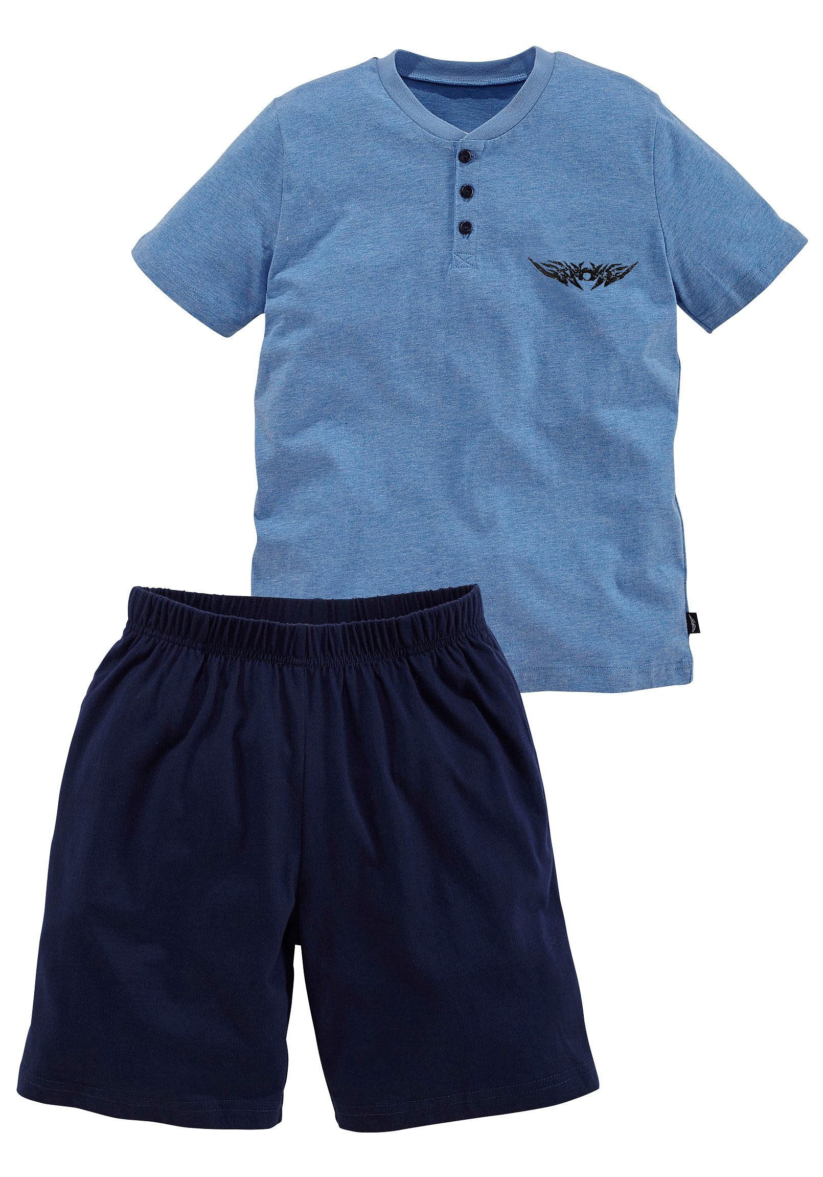 AUTHENTIC LE JOGGER Shorty, (2 tlg., 1 Stück), Oberteil mit Knopfleiste und Logodruck... kaufen