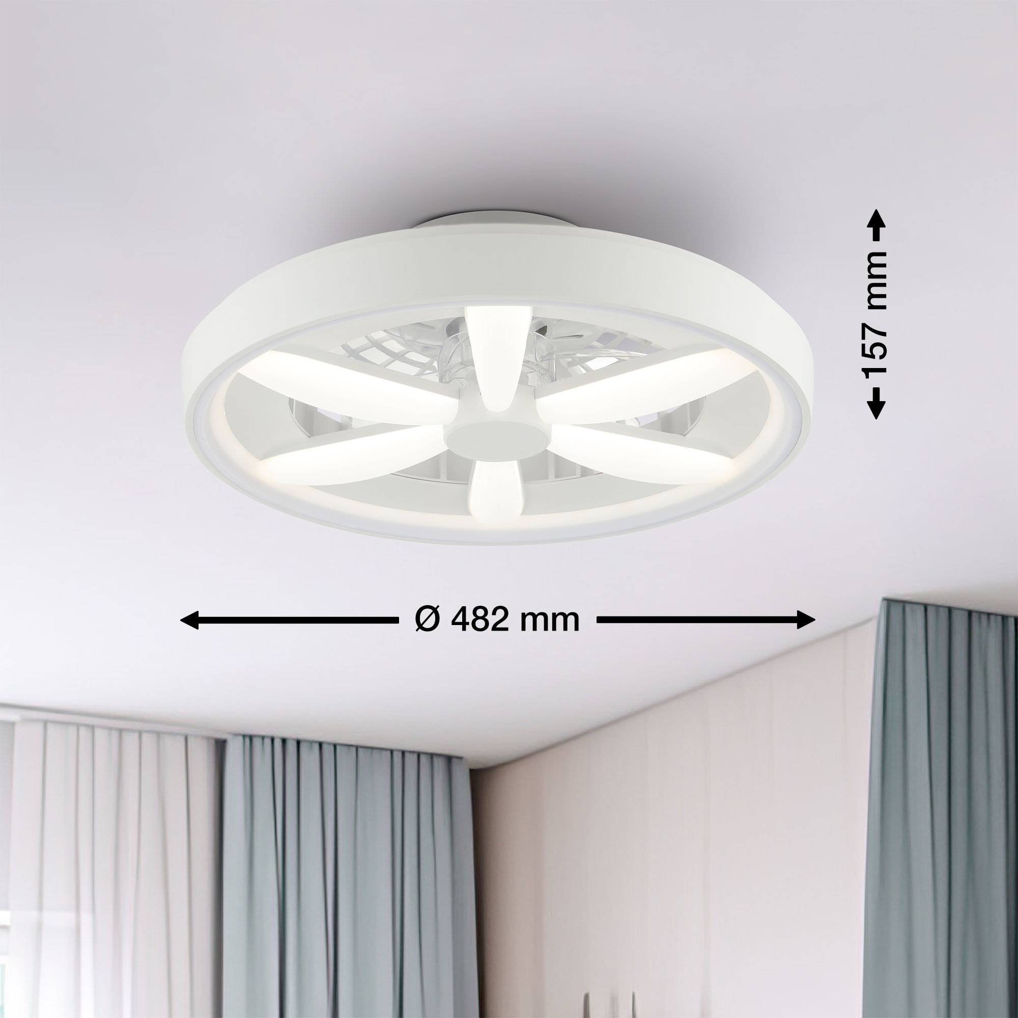 Hanseatic LED Deckenleuchte »DLV2205« LED-Modul 1 Stk. RGB | warmweiß - kaltweiß LED Ventilator, Ø 48 cm, 6400 lm, dimmbar, Fernbedienung