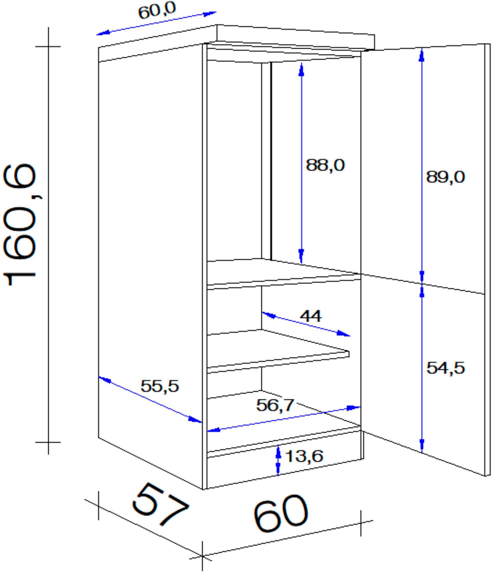 Flex-Well Kühlumbauschrank »Wito«, (B x H x T) 60 x 161/162 x 60 cm