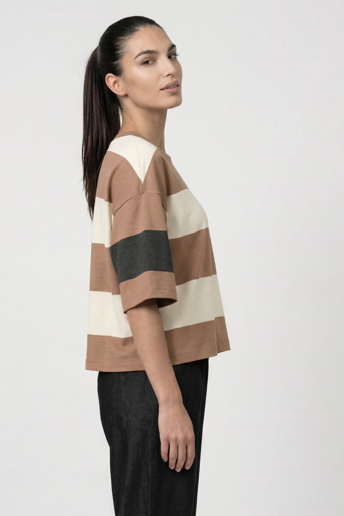 Monari Sweatshirt »Sweatshirt Ringel + Colourblock«, Regular fit mit Streifen
