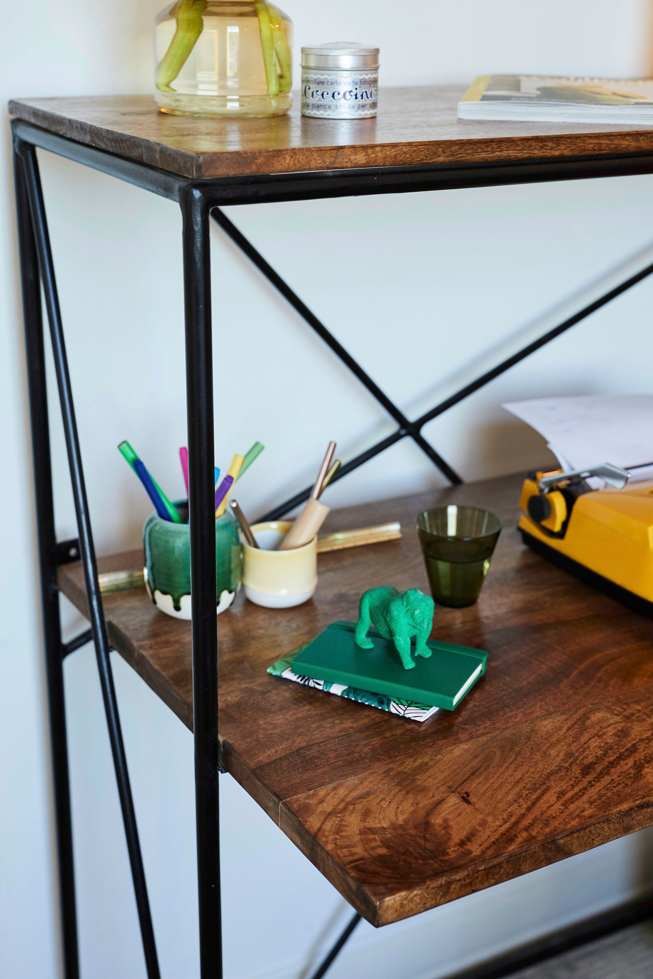 TOM TAILOR HOME Sekretär »T-NEST SHELF OFFICE LOW«, mittelhohes, offenes Sekretärregal, aus Mangoholz und Metall