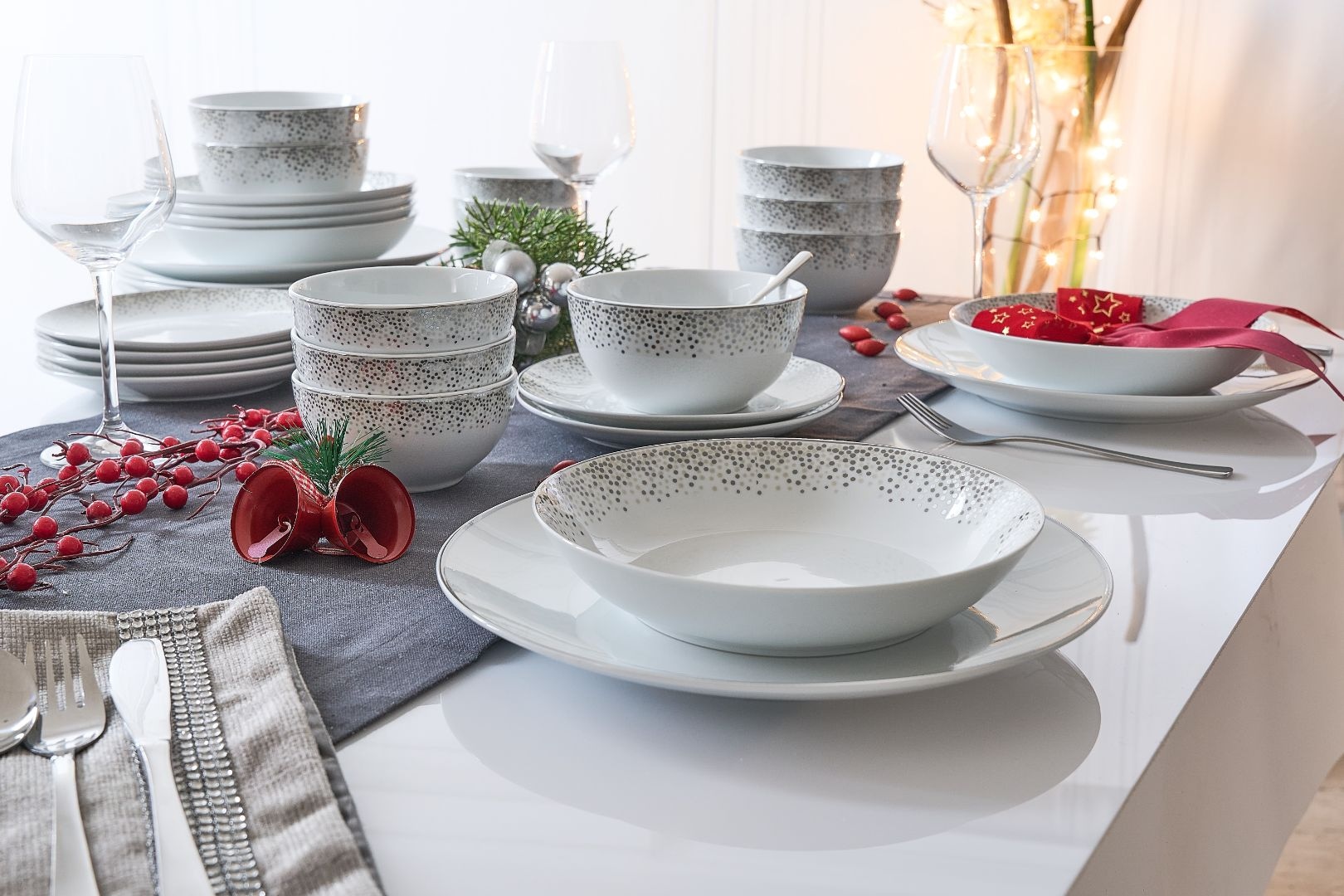 Retsch Arzberg Kombiservice »Dusty« dezentes Dekor auf schlichtem Weiß