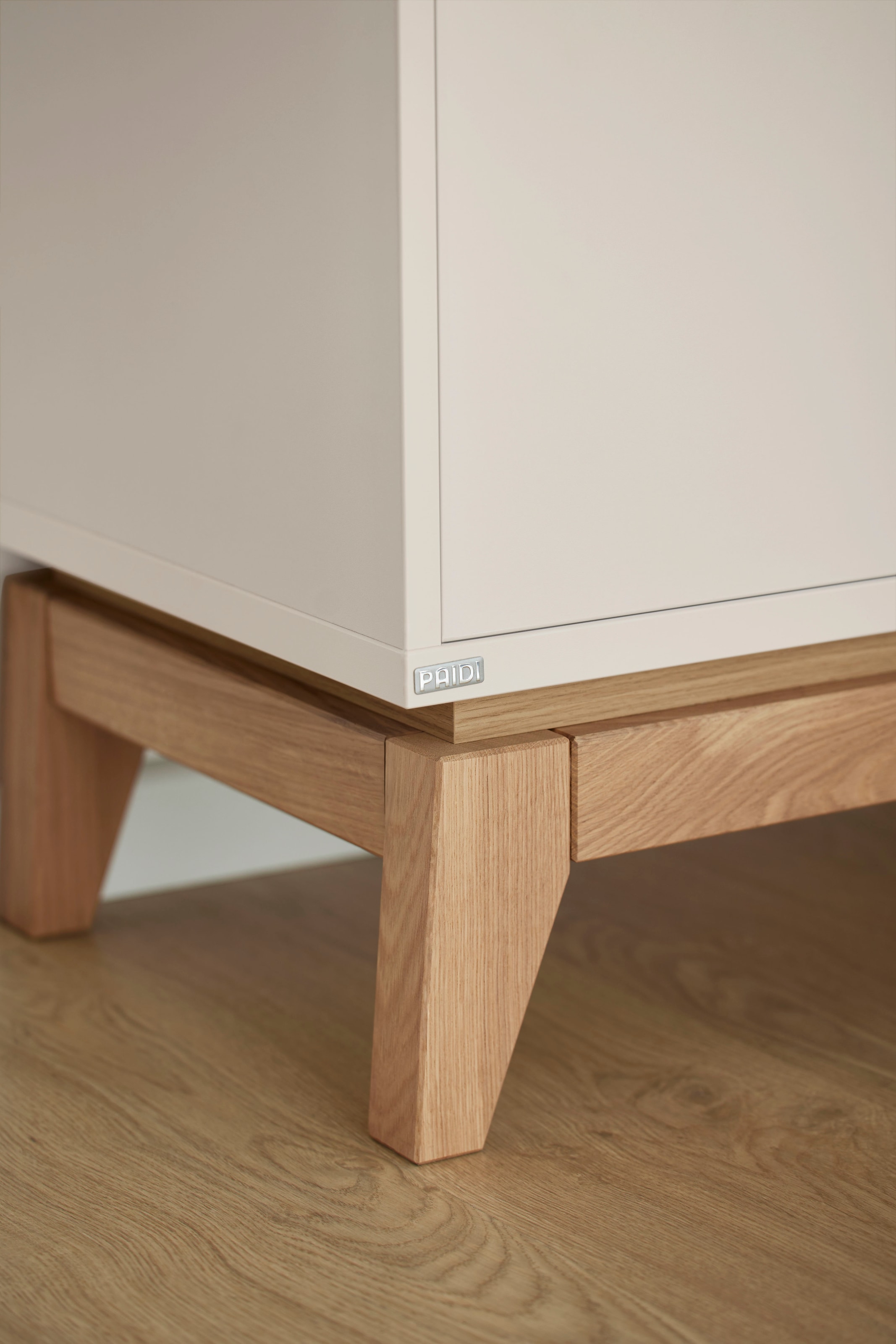 PAIDI Standregal »STIENE in Beige oder Grau, 8 Fächer, 4 Schiebetüren mit Soft-Close« B/H/T ca. 95/161/40cm,  modernes und langlebiges Regal mit Massivholz, Highboard