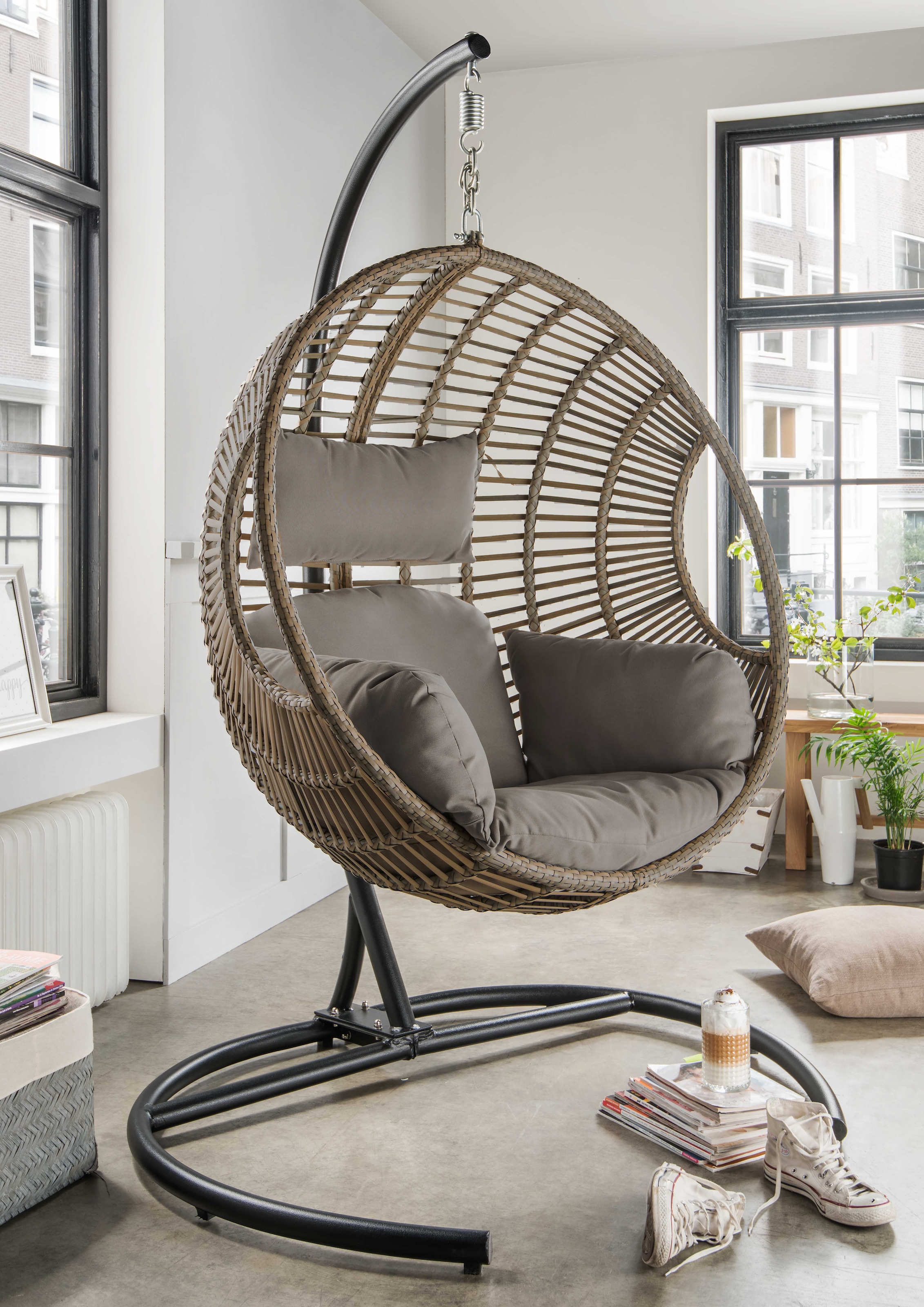 Destiny Hängesessel "COCO DE LUXE II" Stahl, Aluminium, Polyrattan, mit Gestell, inkl. Auflagen