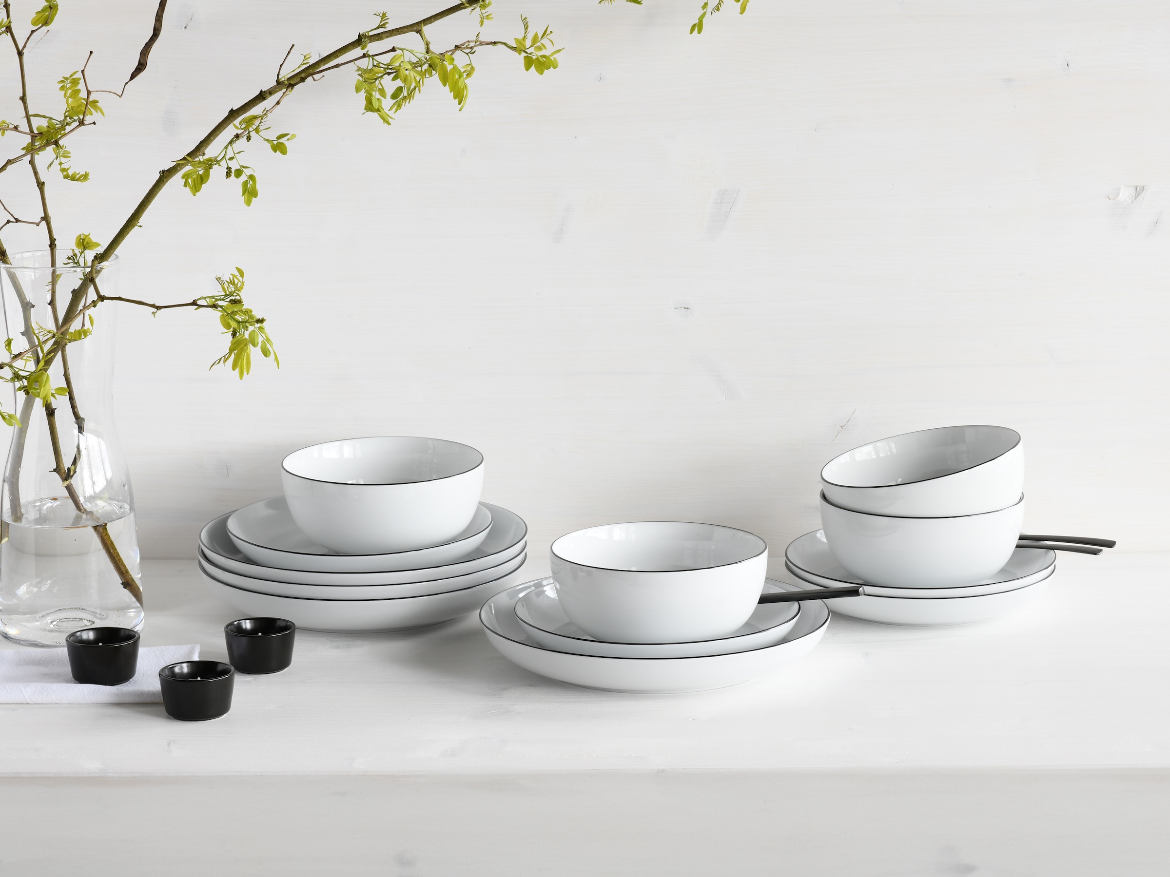 CreaTable Teller-Set »Allround Black Line, Tellerset 12-tlg« Teller Set, Daily Use, Zeitlos