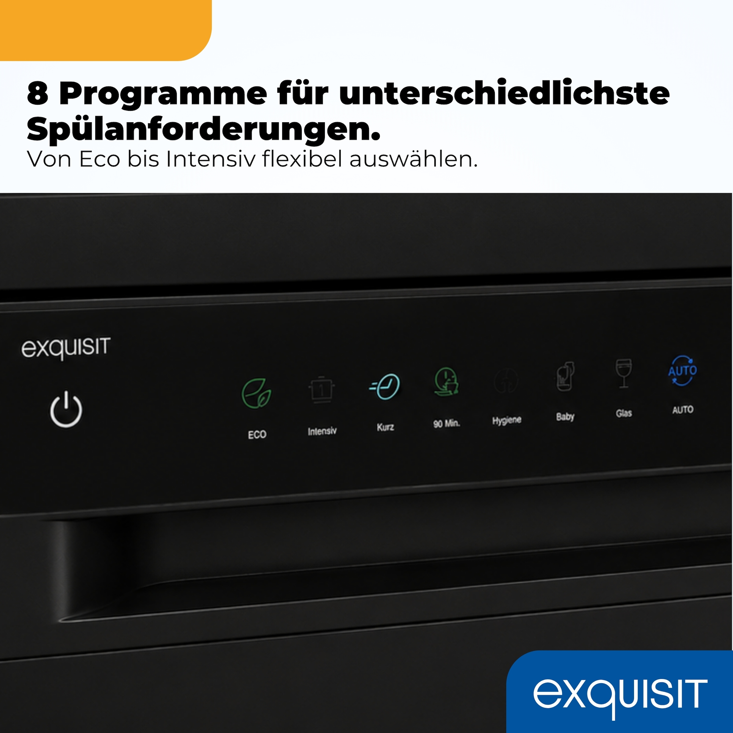 exquisit Standgeschirrspüler »GSP9316-450C schwarz« 10,9 l 16 tlg. Maßgedecke 16 Maßgedecke, LED, Besteckschublade, AquaStop