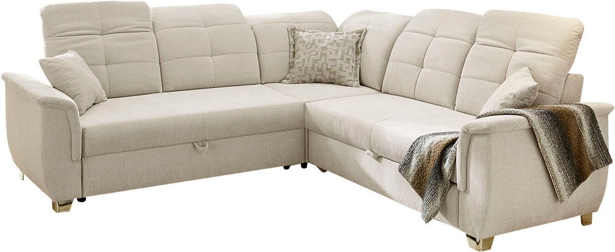 Jockenhöfer Gruppe Ecksofa Udine, verstellbare Kopfteile, Gästebett- und Relaxfunktion