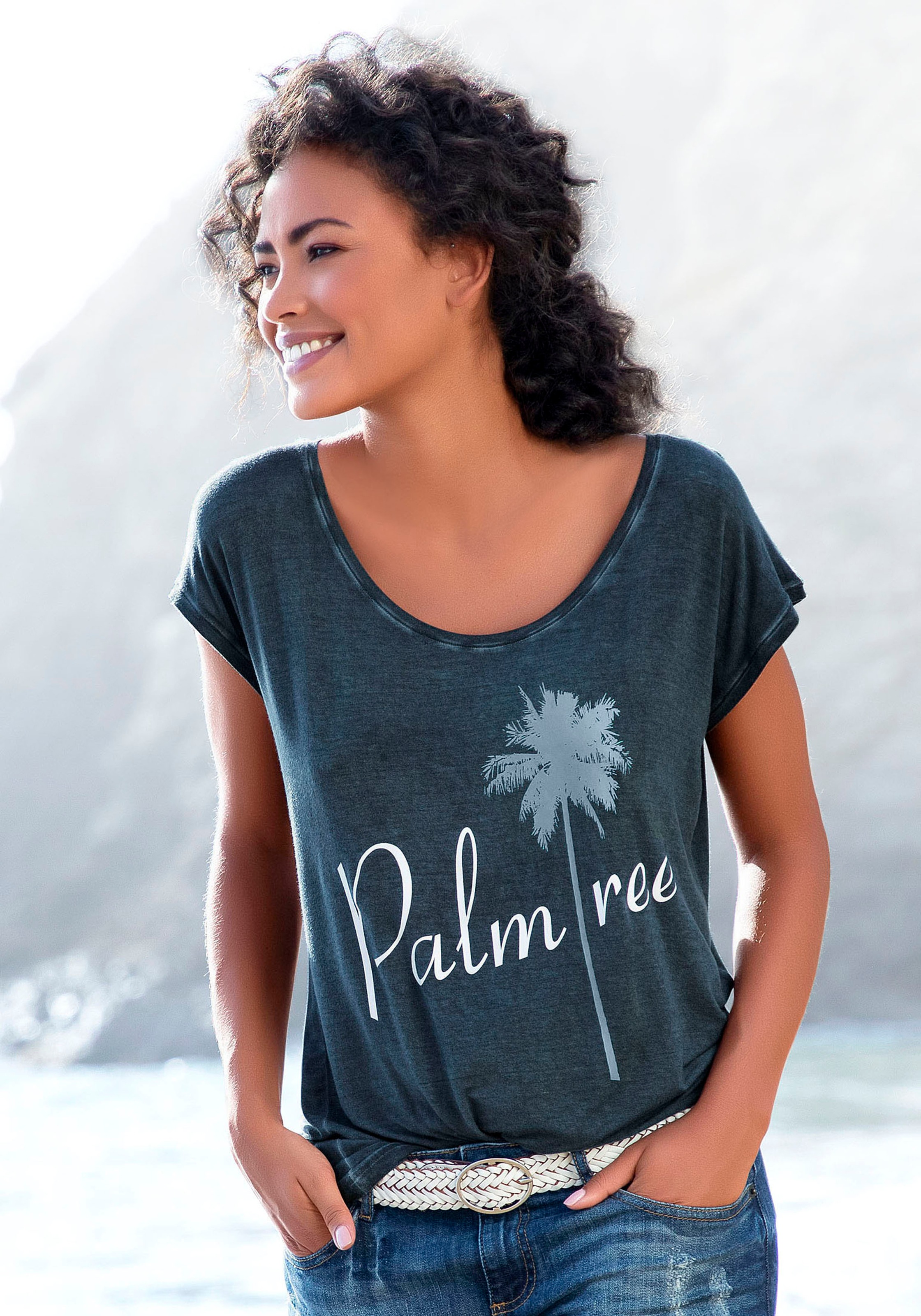 Beachtime T-Shirt, mit Sprüche Frontdruck "Palmtree" kaufen