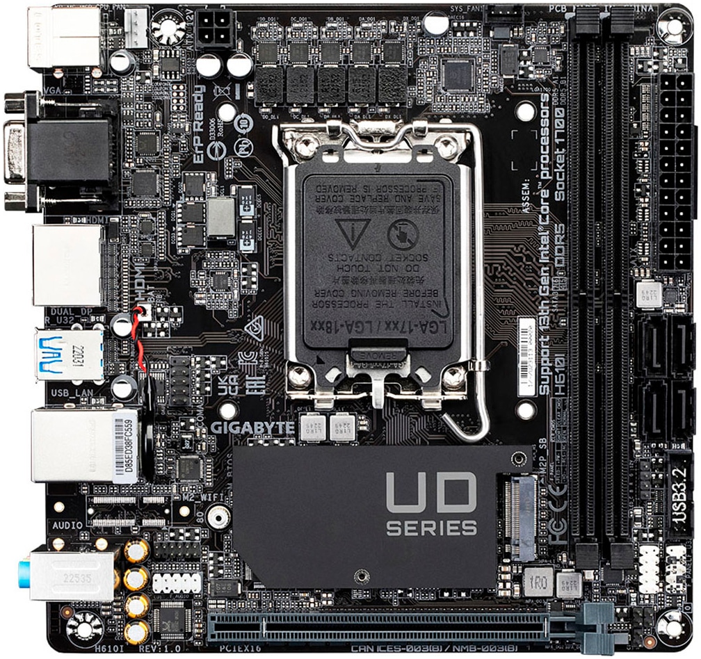Gigabyte Mainboard »H610I Motherboard - Unterstützt Intel Core 14. Generation CPUs, 4+1+1«