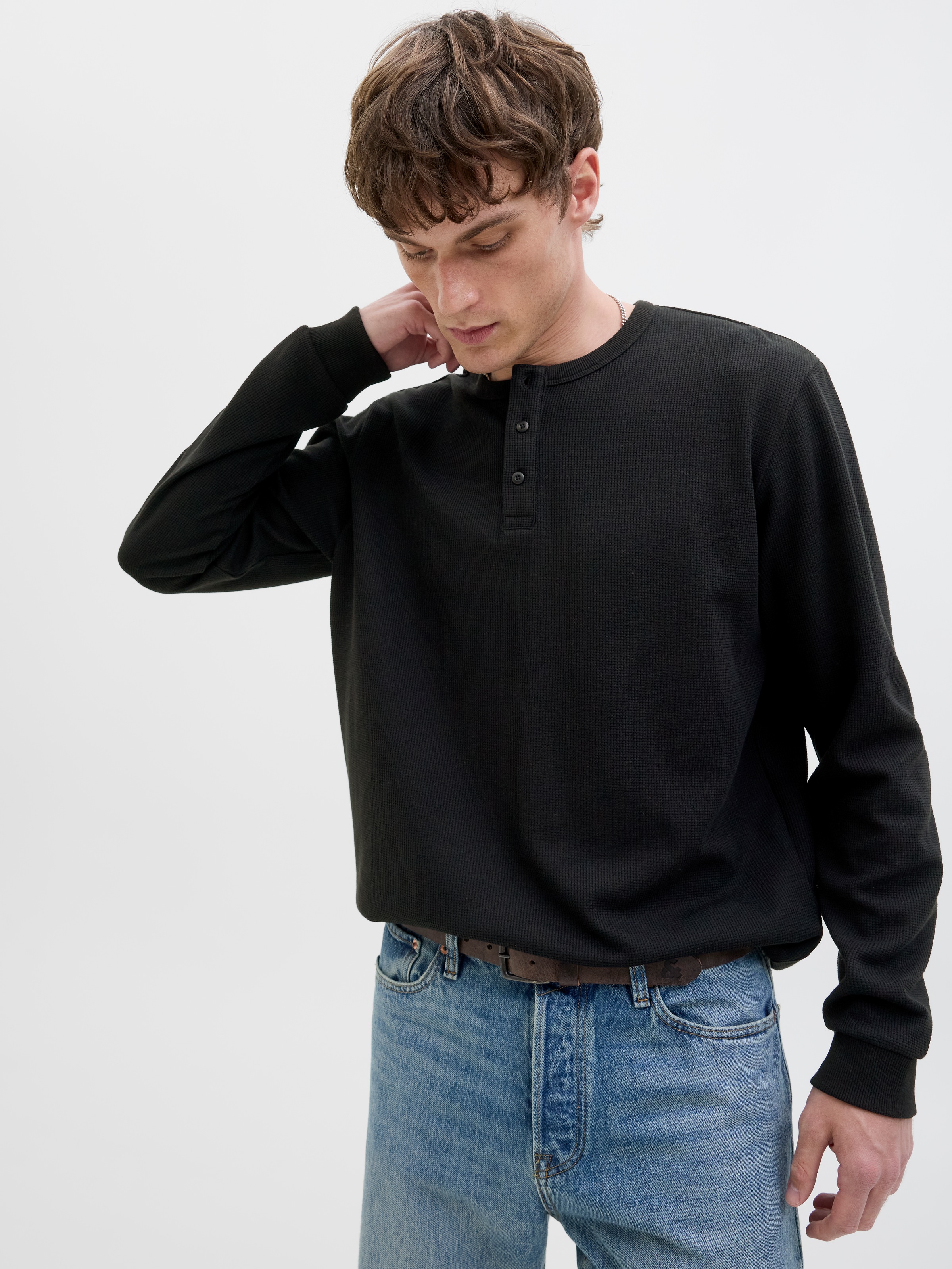 Jack & Jones Langarmshirt »JJEDOVER HENLEY LS TEE NOOS«