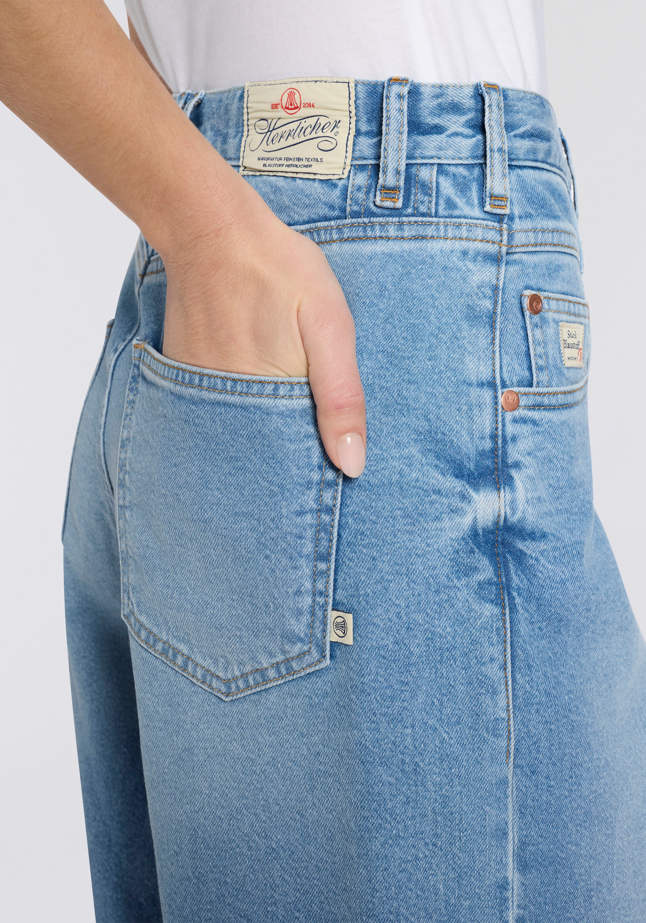 Herrlicher Jeansbermudas »Brooke Bermuda Denim« mit weitem Bein