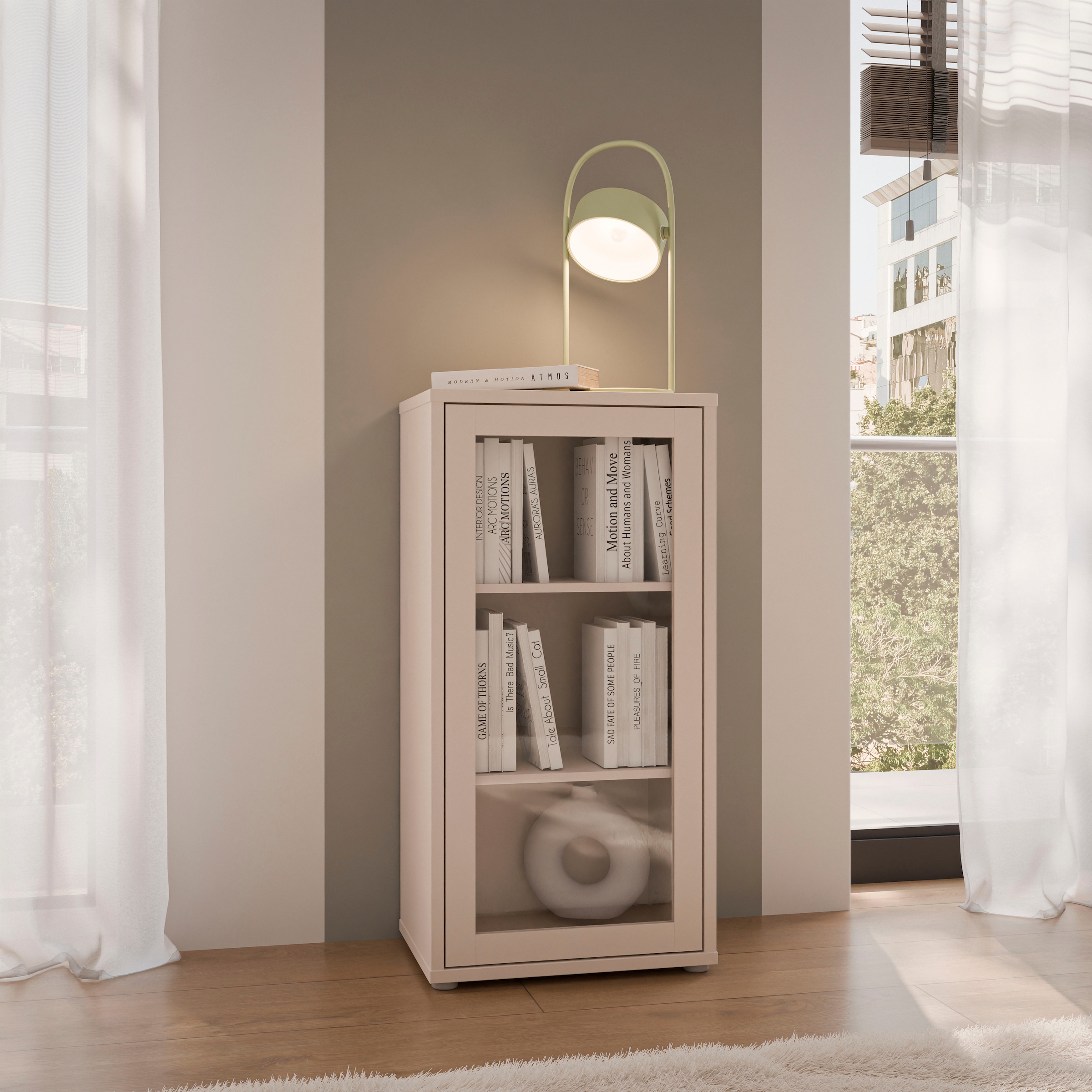 FORTE Kommode »Alice Springs Vitrine, erhältlich in 2 Größen Push to Open« Glatüre, Grifflos, 2 Ausführungen