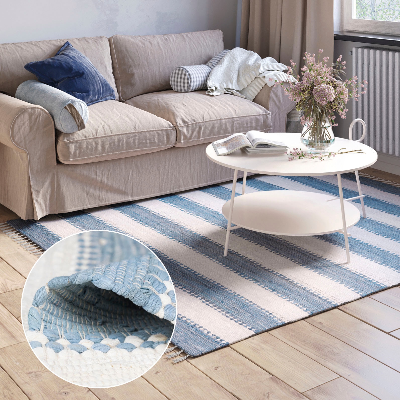 online Teppich, & kaufen Möbel Handweb reine mit Fransen handgewebt, gestreift, »Karim«, Teppich rechteckig, Baumwolle, Myflair Accessoires