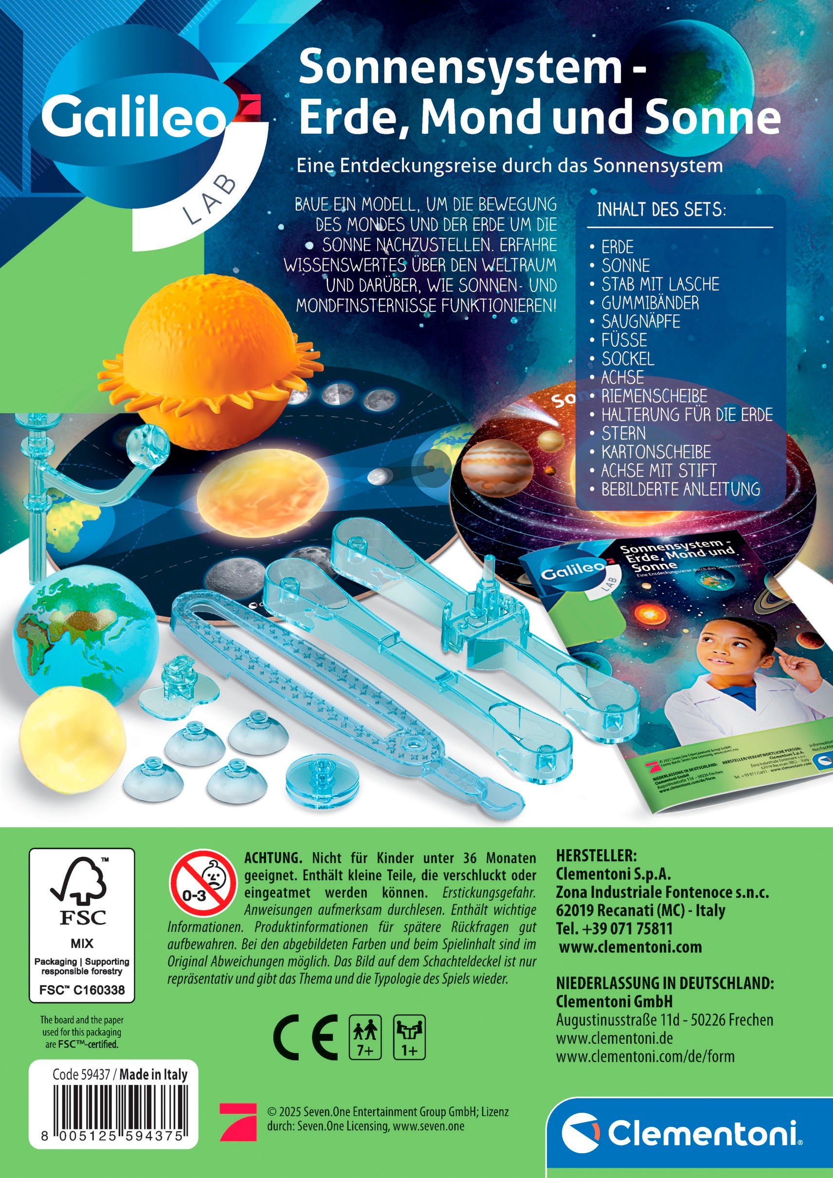 Clementoni® Experimentierkasten »Galileo Lab, Sonnensystem - Erde«, Made in Europe