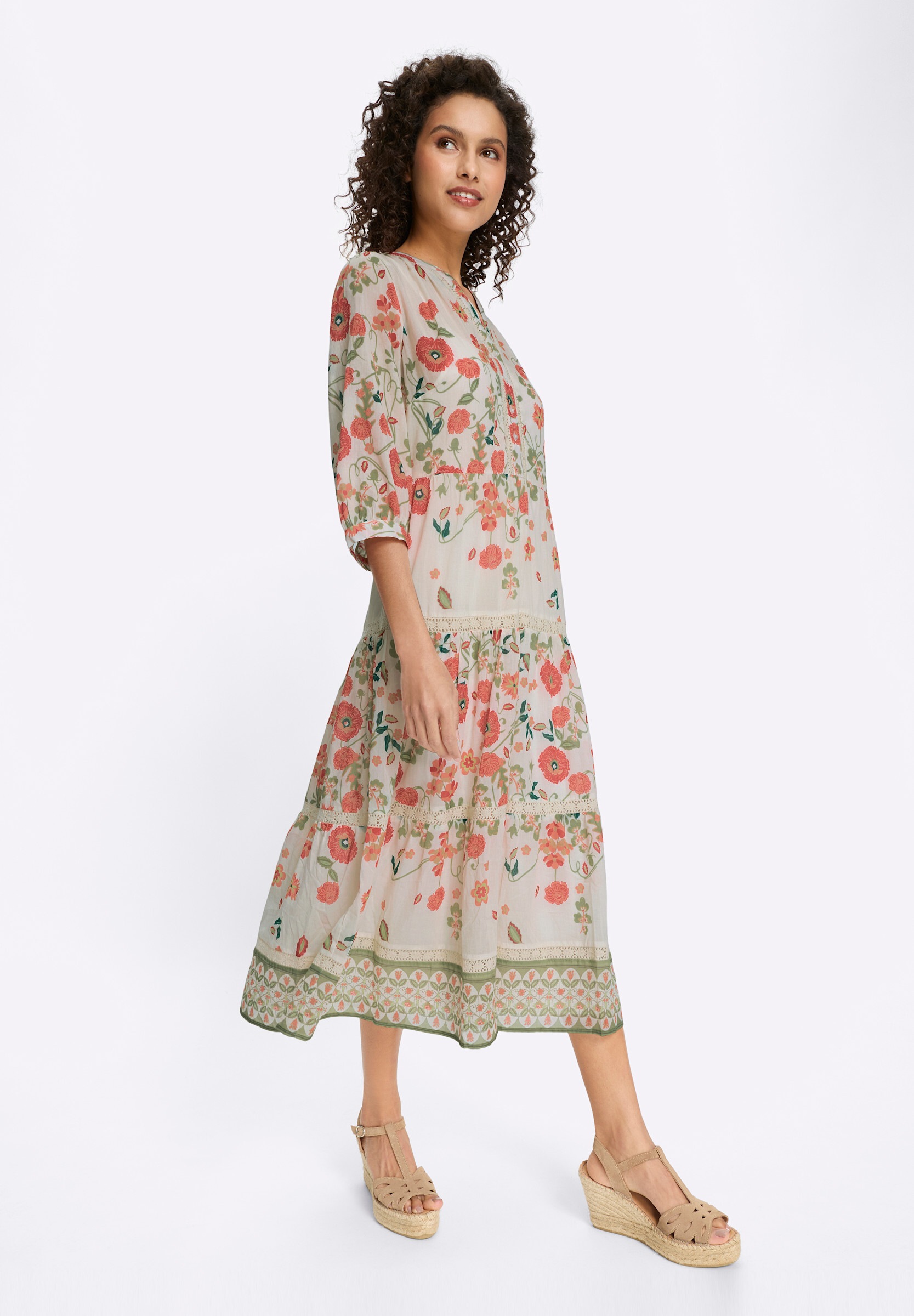 heine Shirtkleid »Druck-Kleid Druckkleid mit abknöpfbarem Unterkleid« Ohne Taschen