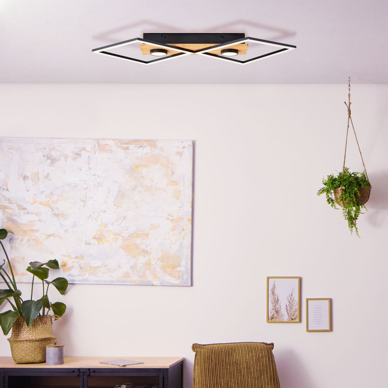 Brilliant Deckenleuchte »Woodbridge«, 1 flammig, 3 Stufen über Wandschalter dimmbar 71x35cm - 3100 Lumen 3000 Kelvin