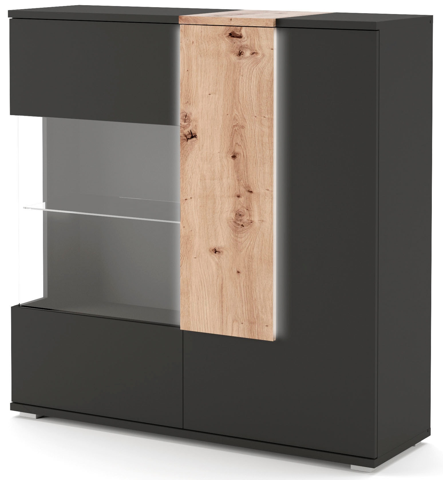 COTTA Highboard »Montana«, Vitrine, Breite 120 cm, inkl. LED-Beleuchtung und Push-To-Open