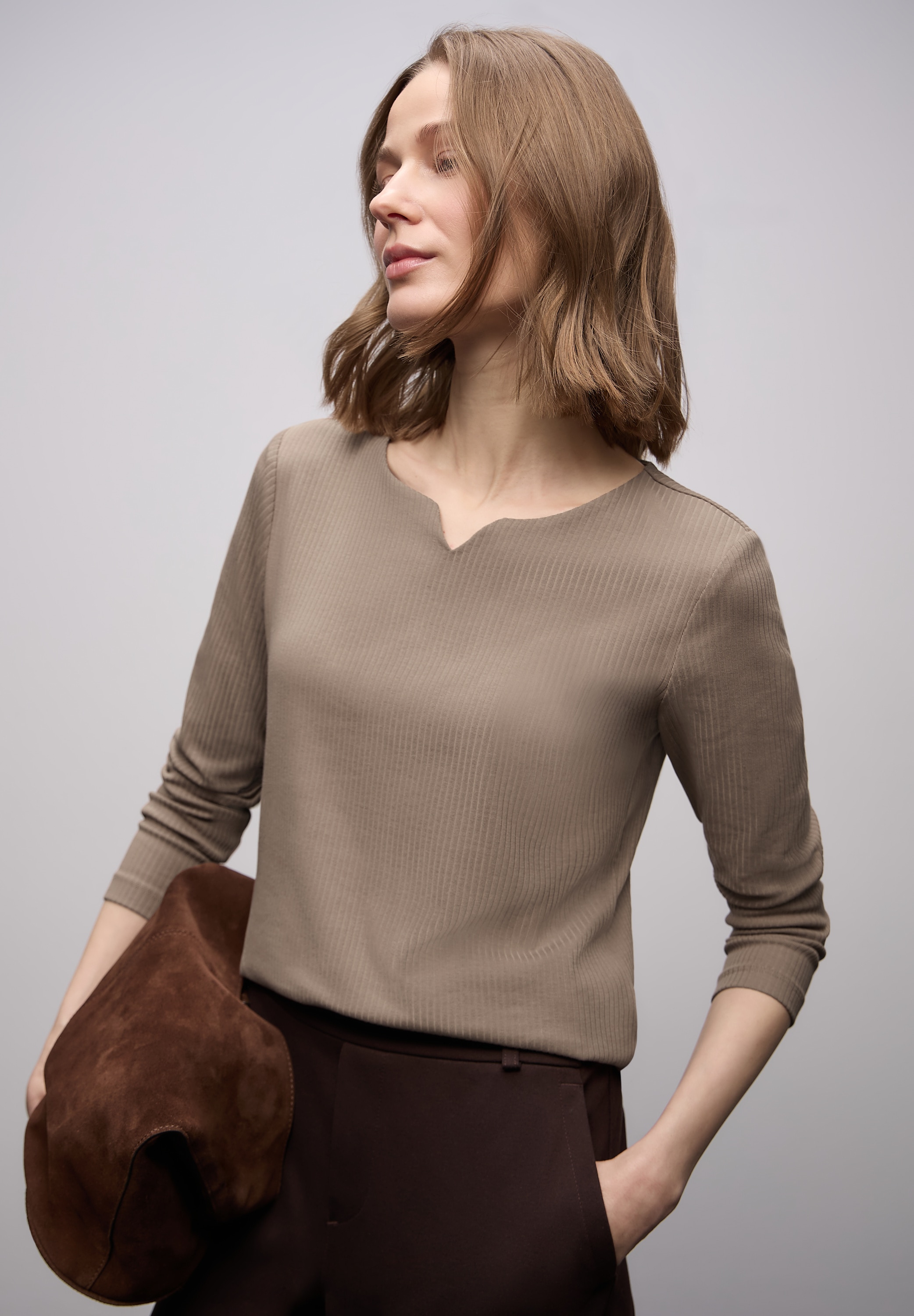 STREET ONE Langarmshirt mit Rippstruktur