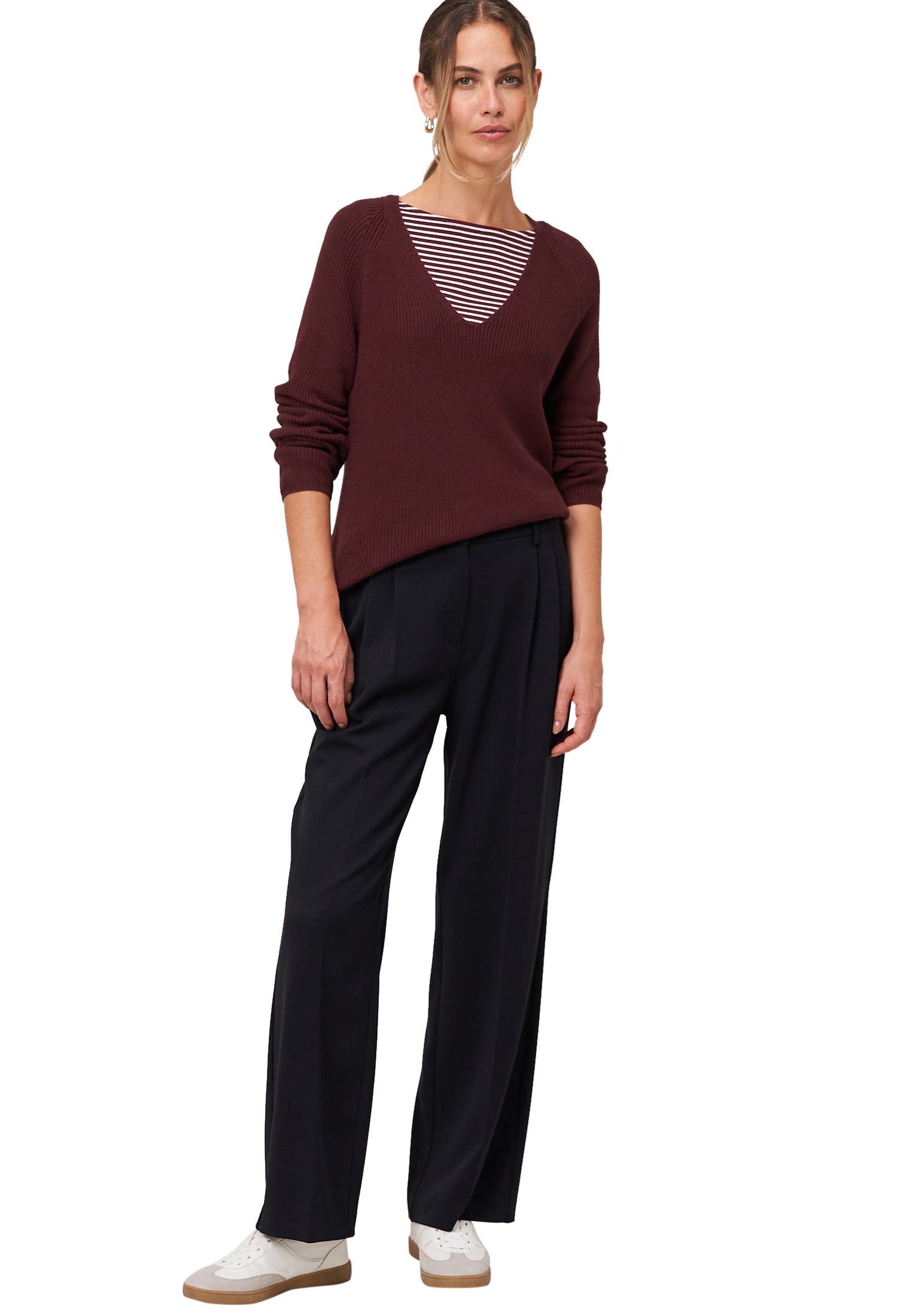 Zero Strickpullover »Strukturpullover mit V-Ausschnitt«