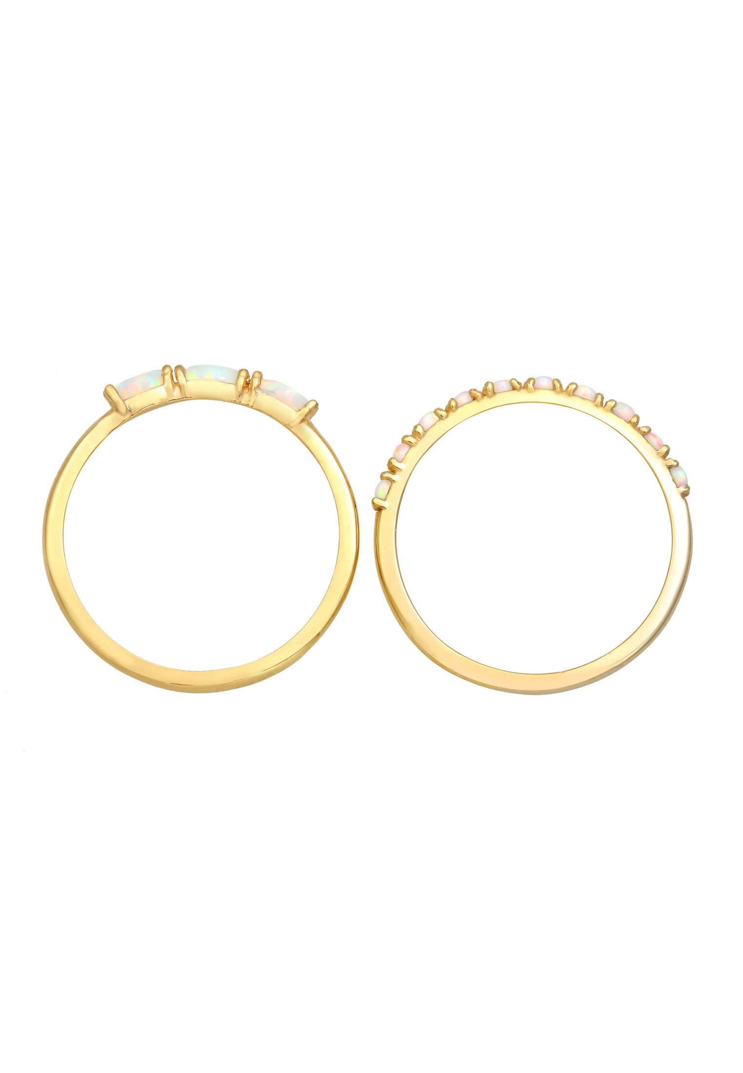 Elli Ring-Set »Ring Vintage Cabochon Opal 2er-Set 925 Sterling Silber vergoldet«