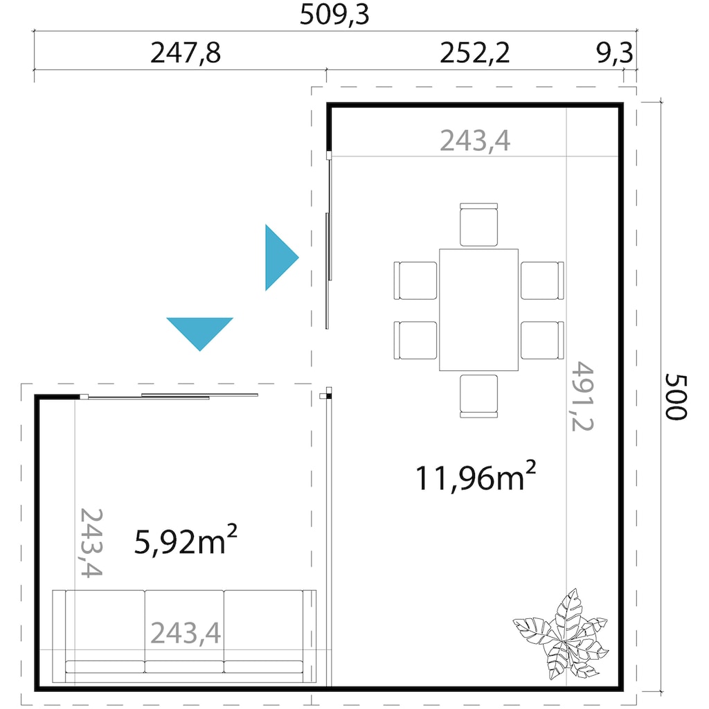 LASITA MAJA Gartenhaus »DOMEO 6 GLETSCHERGRÜN/ANTHRAZIT«, (Set)