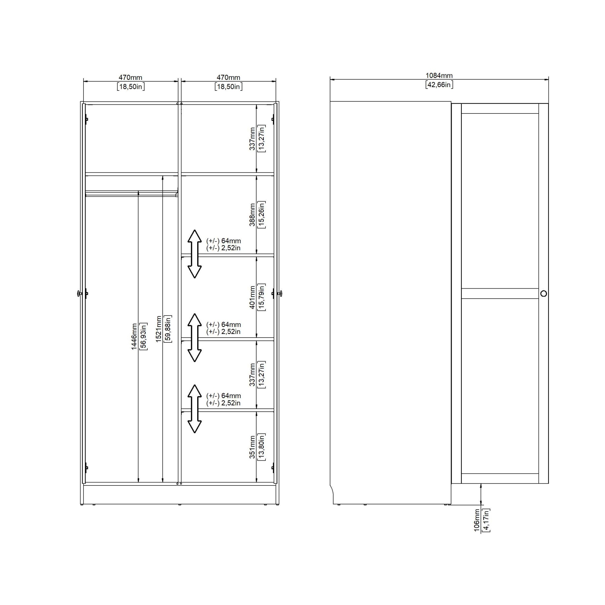 Home affaire Kleiderschrank »Billund, skandinavischen Design & viel Stauraum, 2 Breiten 145/195 cm« Viel Stauraum mit Böden & Kleiderstange, praktische Aufteilung
