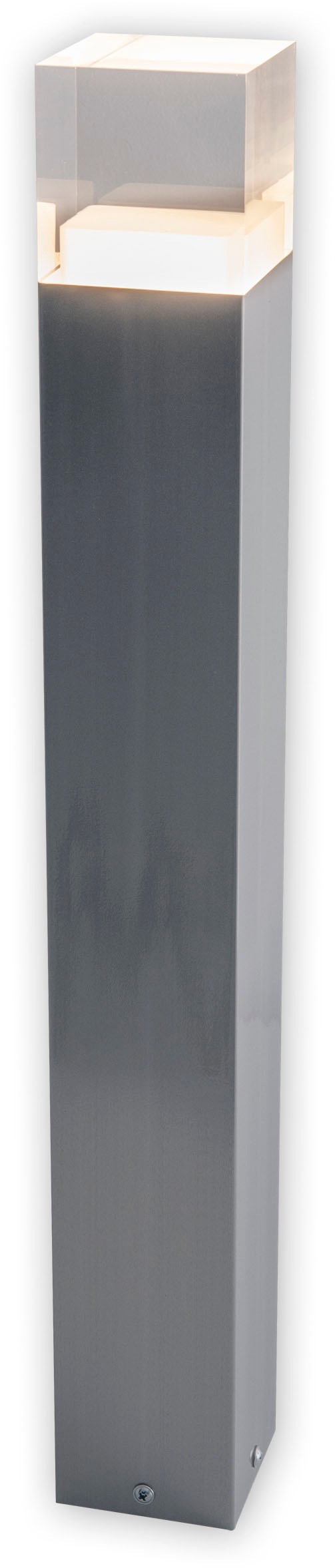 näve LED Außen-Stehlampe »Leah«, 1 flammig, Edelstahl/Kunststoff in metall blank/opal incl. 15x LED warmweiß IP44