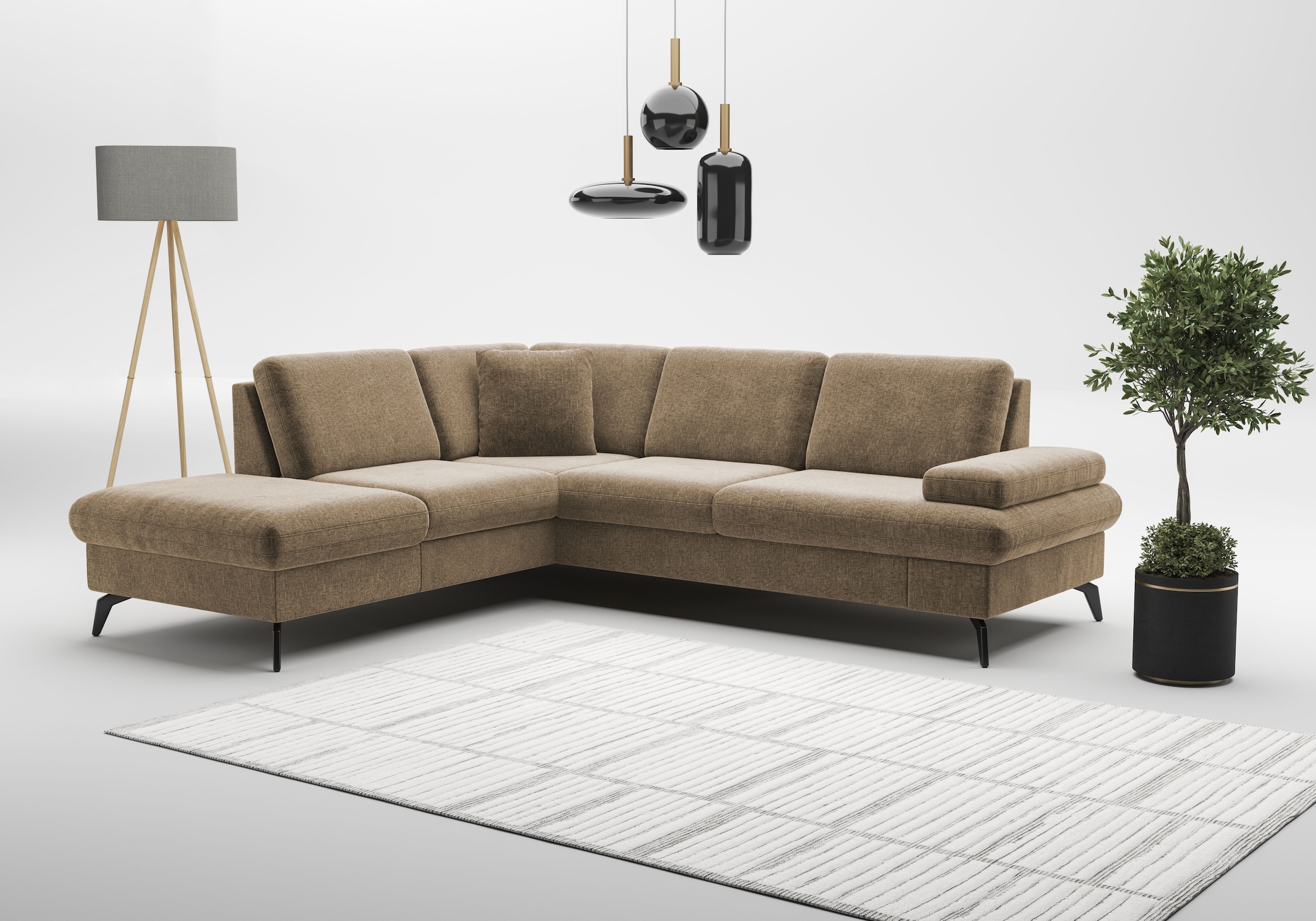 sit&more Ecksofa »Morris Jubi L-Form, B: 238 cm«, mit Armteilfunktion & 1 Zierkissen, optional Bettfunktion