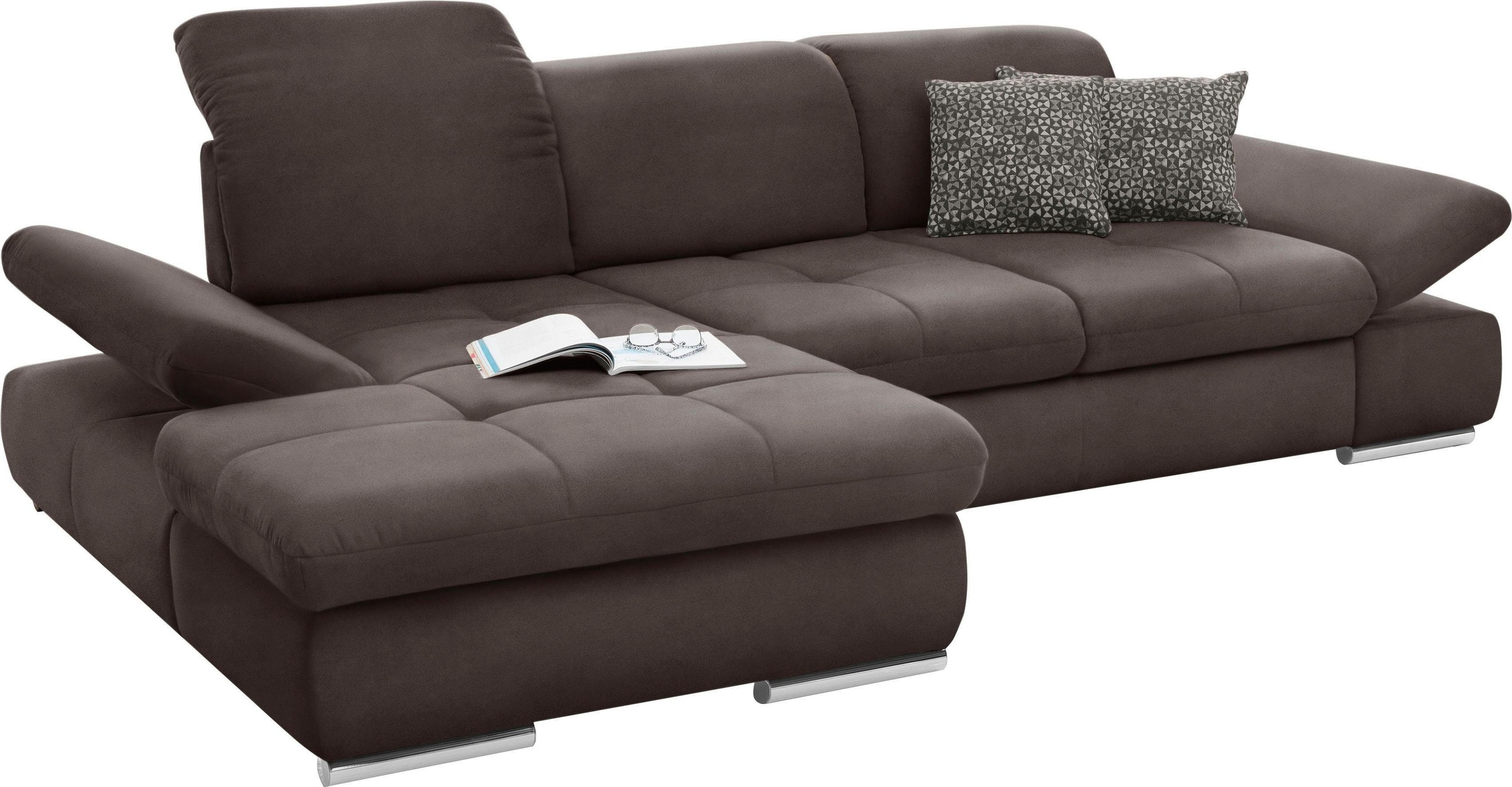 set one by Musterring Ecksofa »SO4100 V«, mit verstellbaren Kopfteilen, wahlweise mit Funktionen, Cord-Bezug