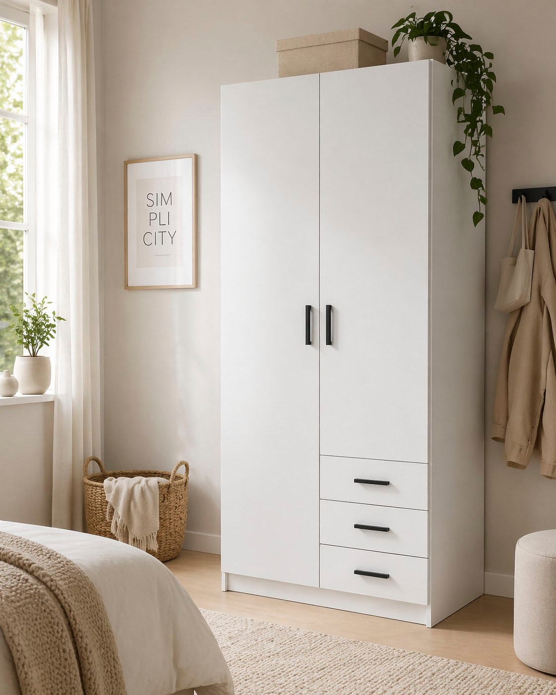 Home affaire Kleiderschrank »Sprint, viel Stauraum, robuste Qualität, 3 Breiten 98, 147, 195 cm« Breite 98,5/147 oder 195,5 cm, je mit Einlegeböden und Kleiderstange