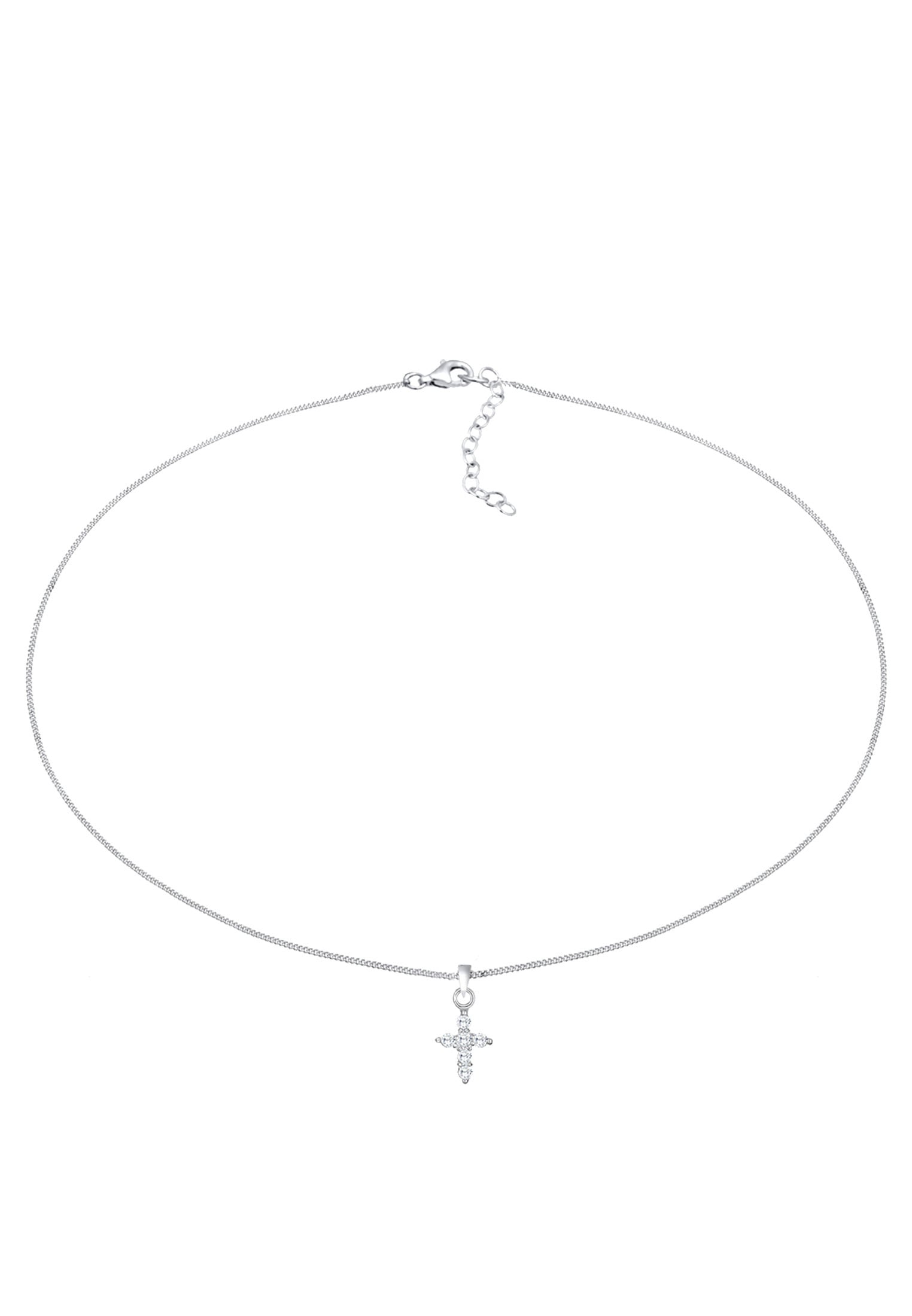 Elli Choker »Halskette Choker Kreuz Religion Zirkonia 925 Silber«