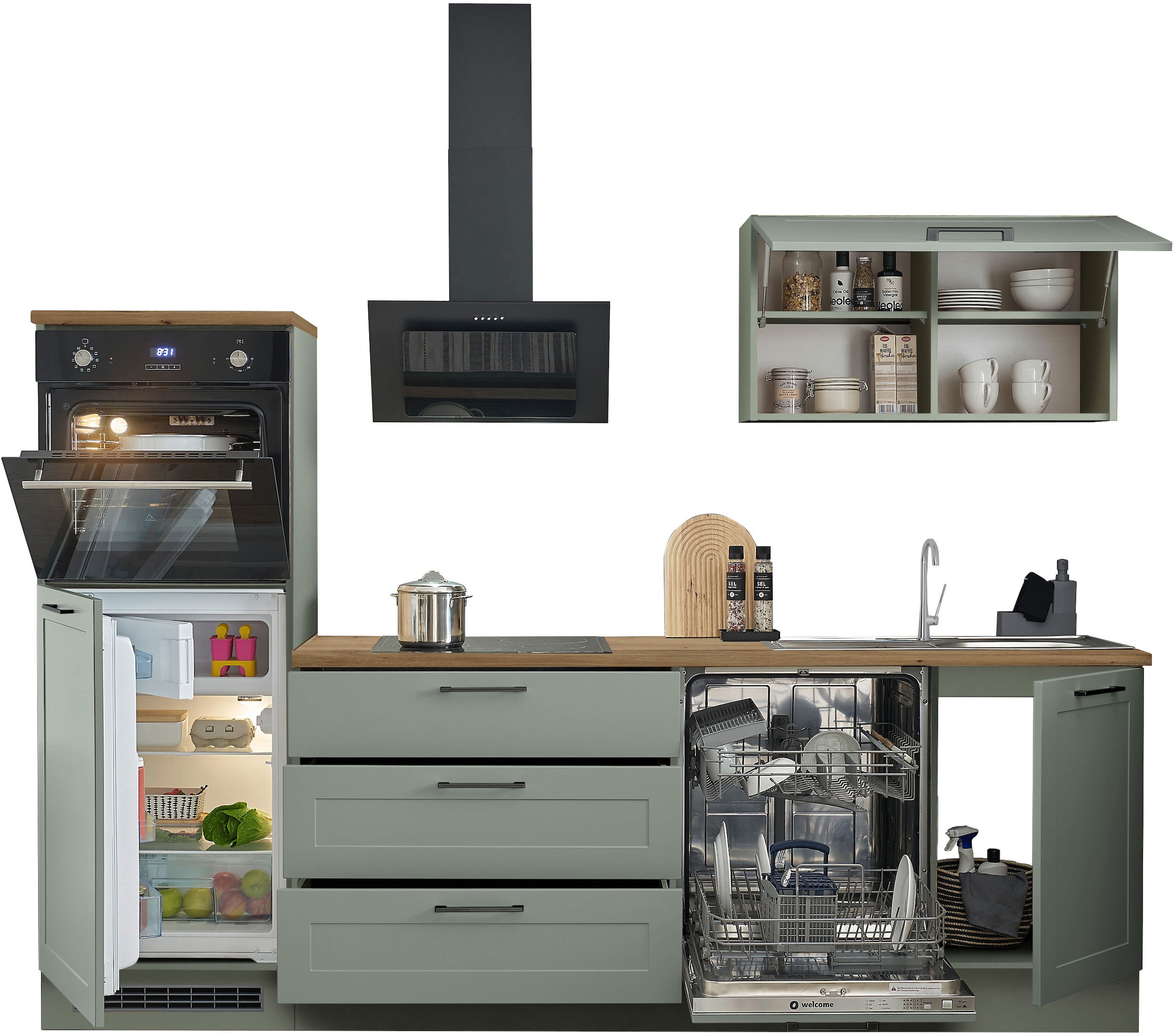 BASIC by Balculina Küchenzeile »Marsi« Breite 260 cm, wahlweise mit E-Geräten, mit Soft-Close-Funktion