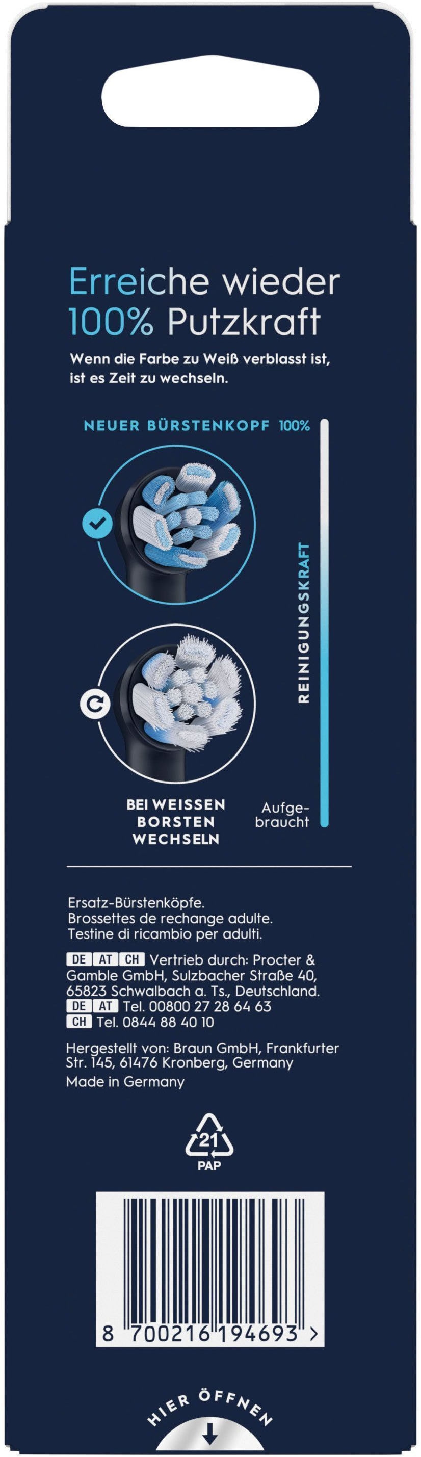 Oral-B Aufsteckbürsten »Oral-B iO Ultimative Reinigung«, für fortgeschrittene Tiefenreinigung und Plaque-Entfernung