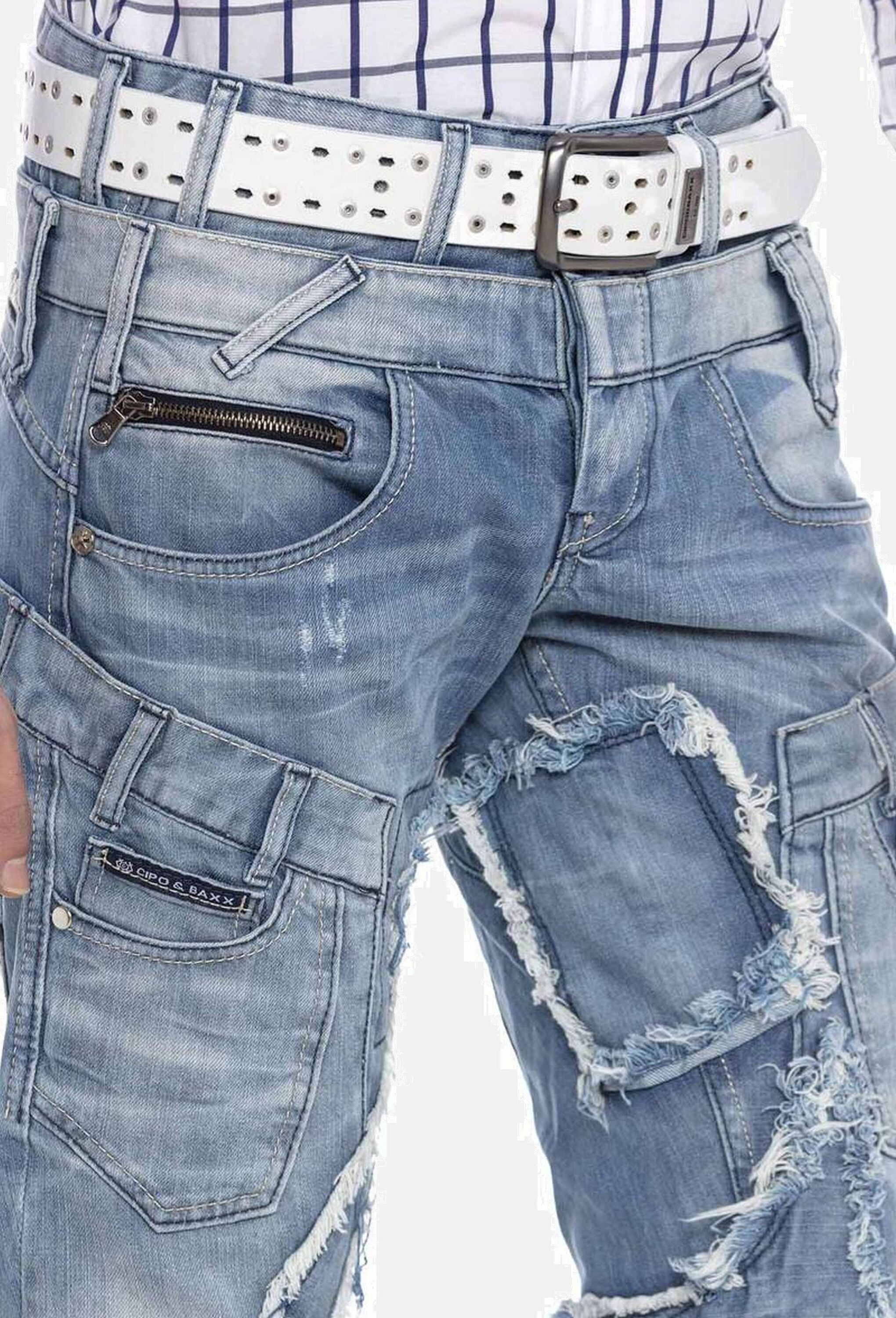 Cipo & Baxx Straight-Jeans »Cipo & Baxx Jeans DENIM« bequeme Jeans im trendigen Patchwork-Design, CD617