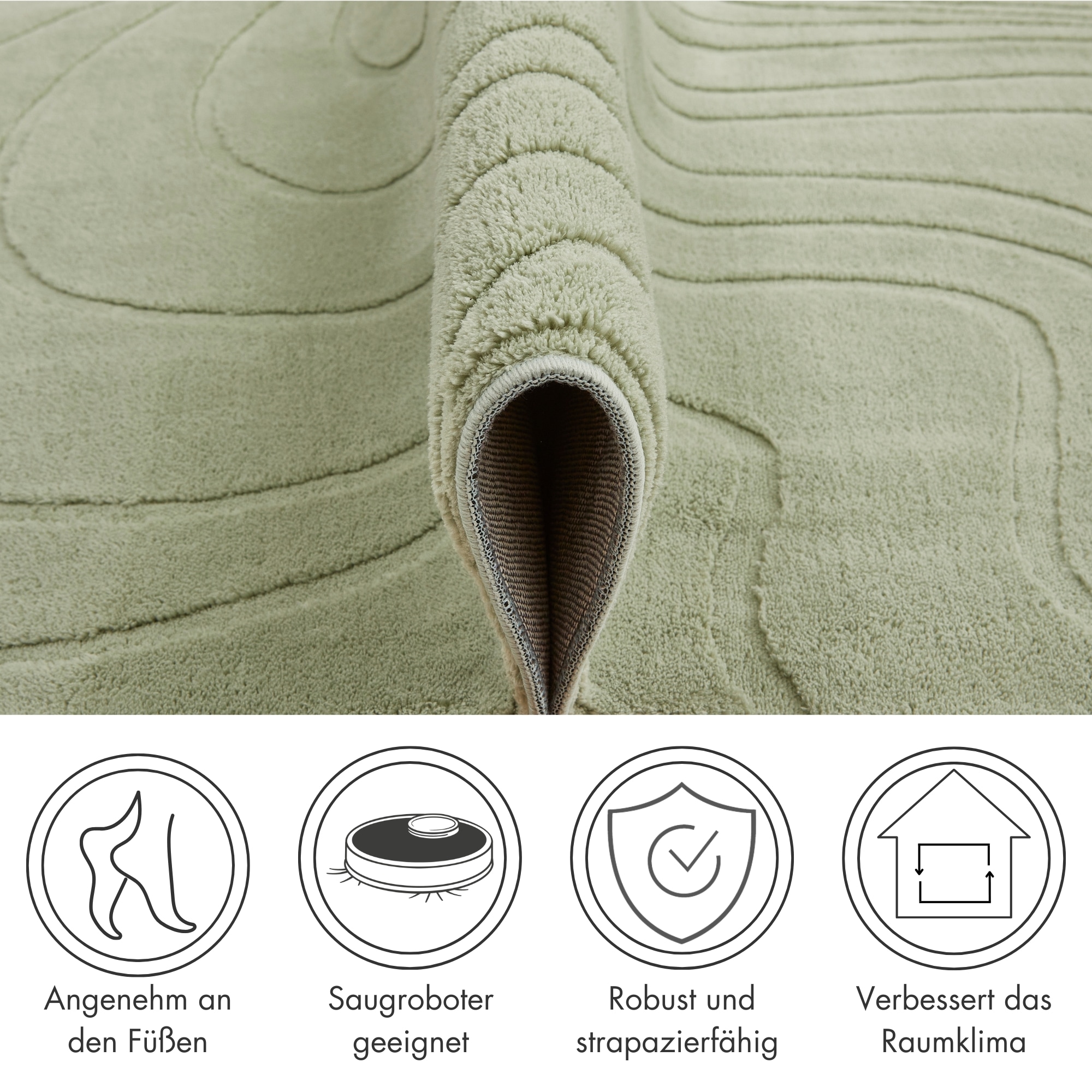 Andiamo Teppich »Dale« rechteckig 10 mm Höhe Uni Farben, Hoch-Tief-Struktur, Carving-Effekt, Wohnzimmer