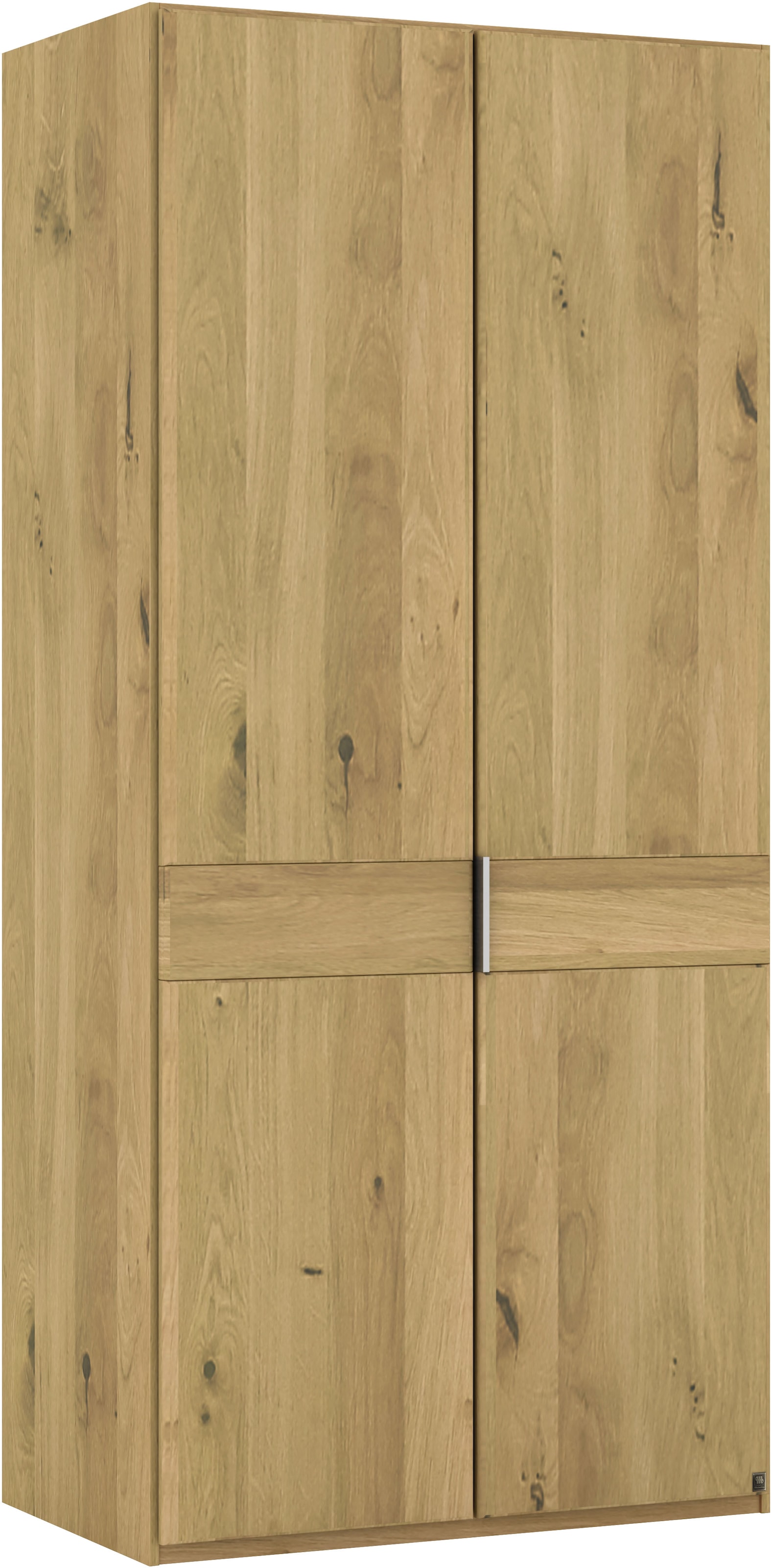 Musterring Drehtürenschrank »Savona, Kleiderschrank, Schrank, Garderobe, teilmassiv Eiche« mit Türdämpfern, in 5 Breiten & 2 Höhen, extra Böden, MADE IN GERMANY,  Türen in Bianco-Eiche massiv, mit Querriegel, verschiedene Größen