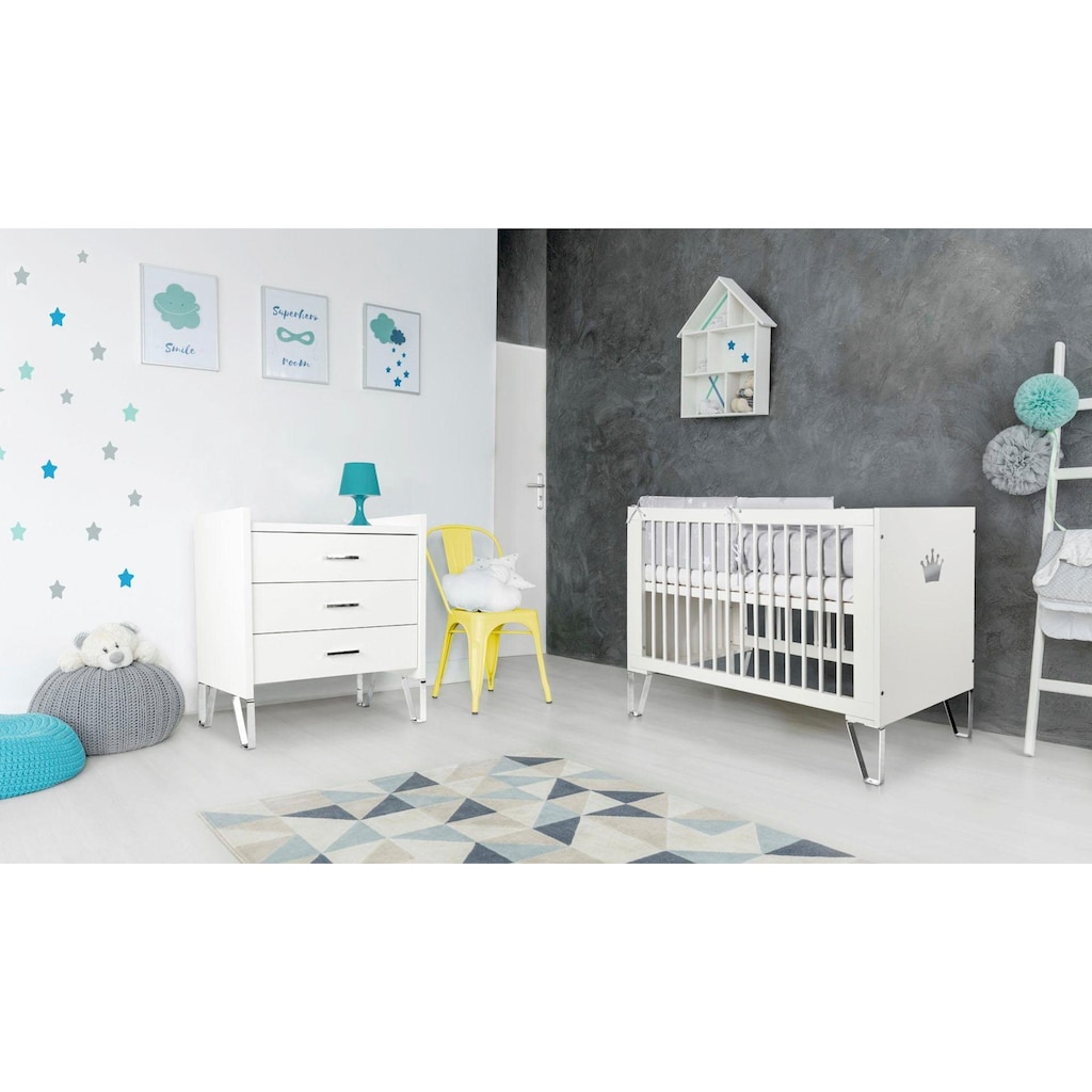 Ticaa Babymöbel-Set »Blanka«, (Set, 2 St., Bett, Wicklekommode), Bett + Wickelkommode